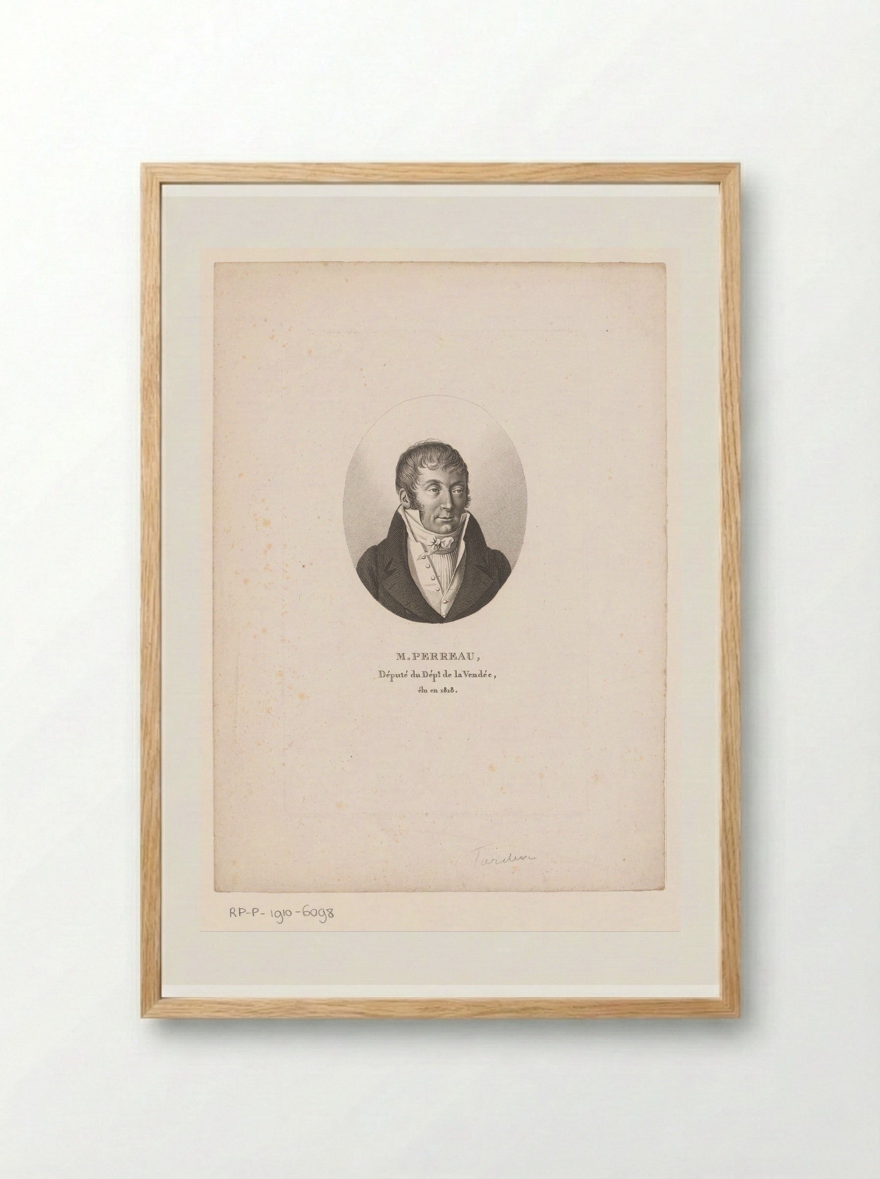 Portret van Louis Perreau du Magné - Ambroise Tardieu - Framed Print Wood