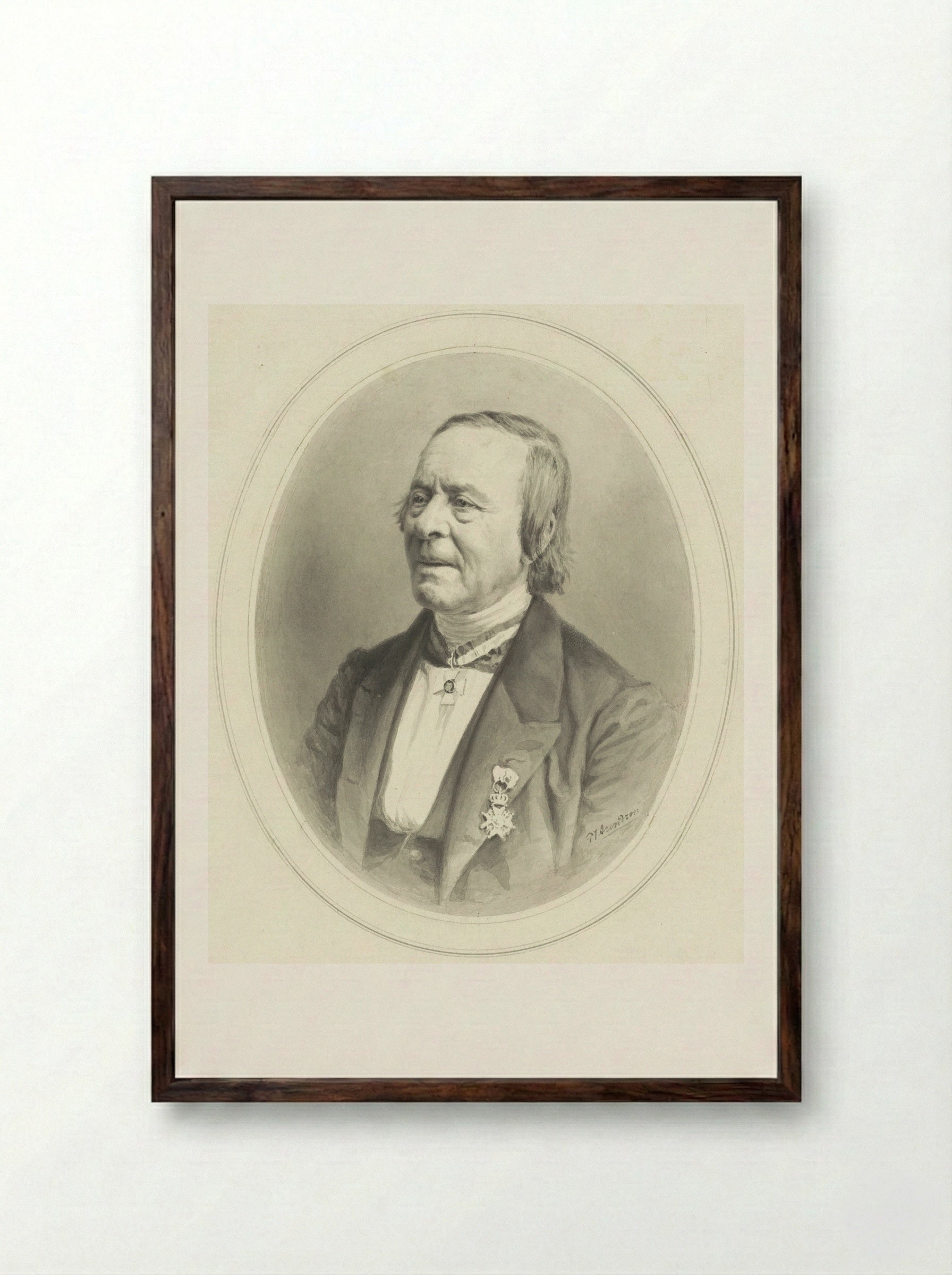 Portret van Louis Royer - Petrus Johannes Arendzen - Framed Print Dark Wood