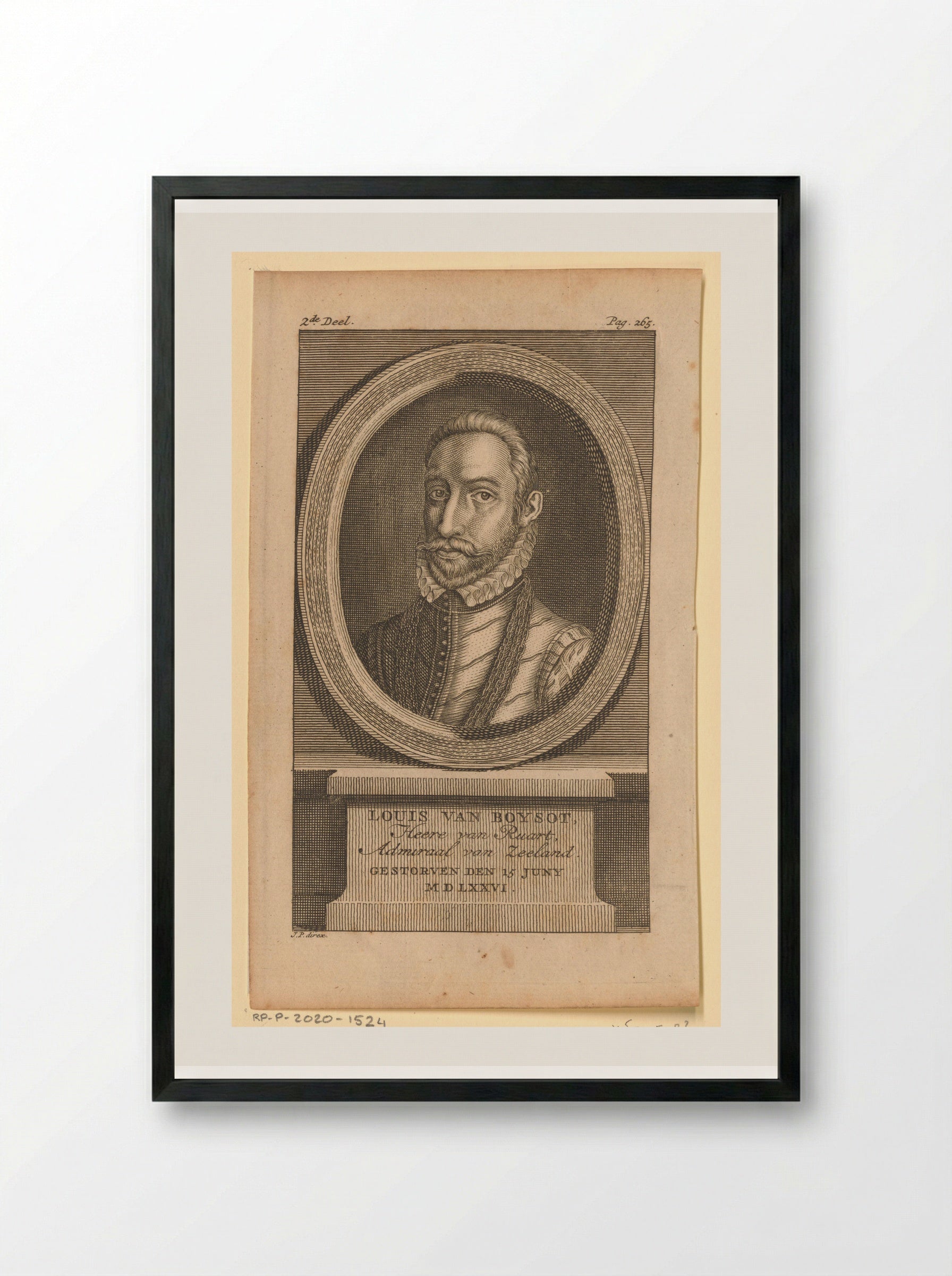 Portret van Louis de Boisot - Jan Punt - Framed Print Black