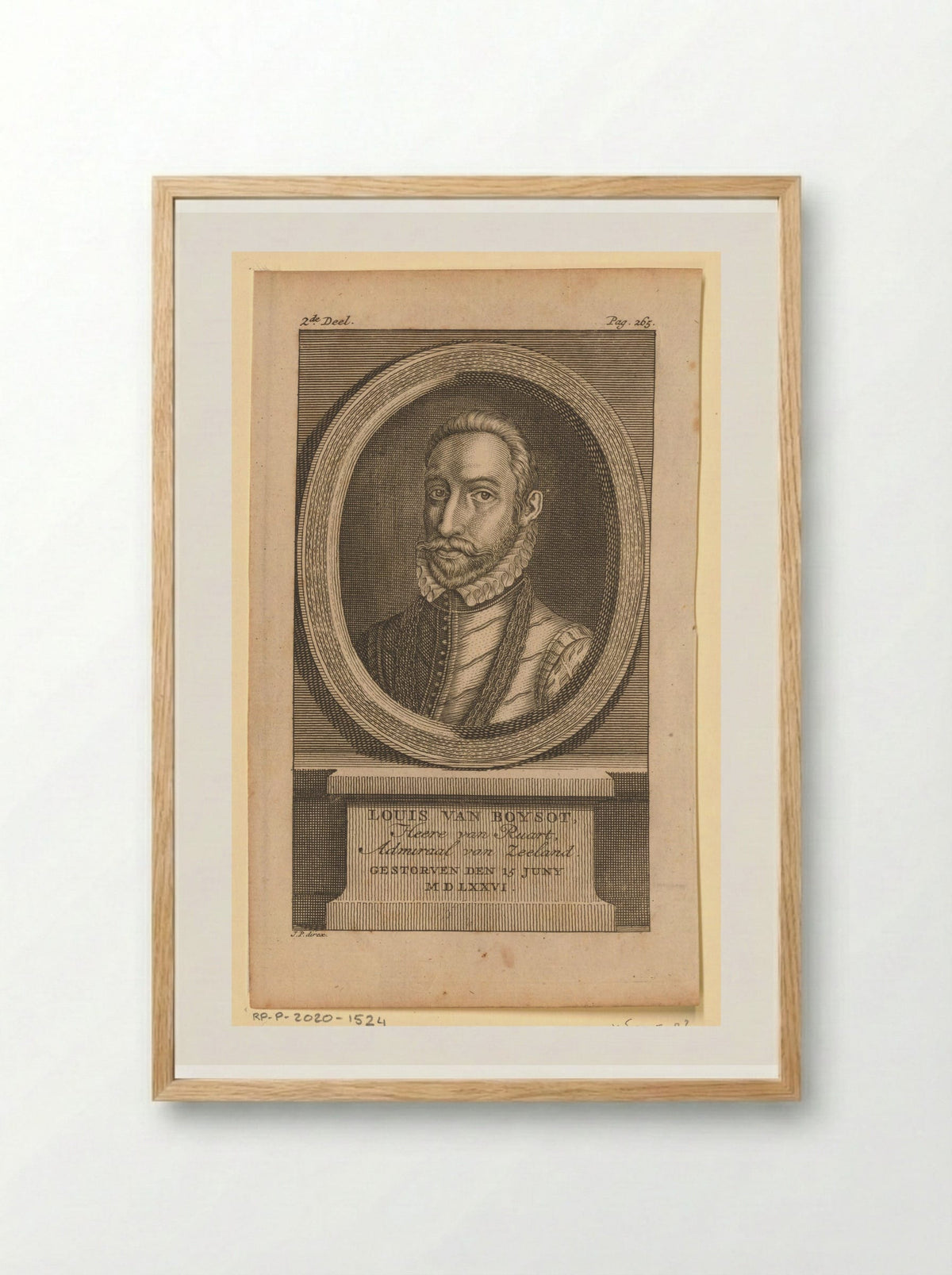 Portret van Louis de Boisot - Jan Punt - Framed Print Wood