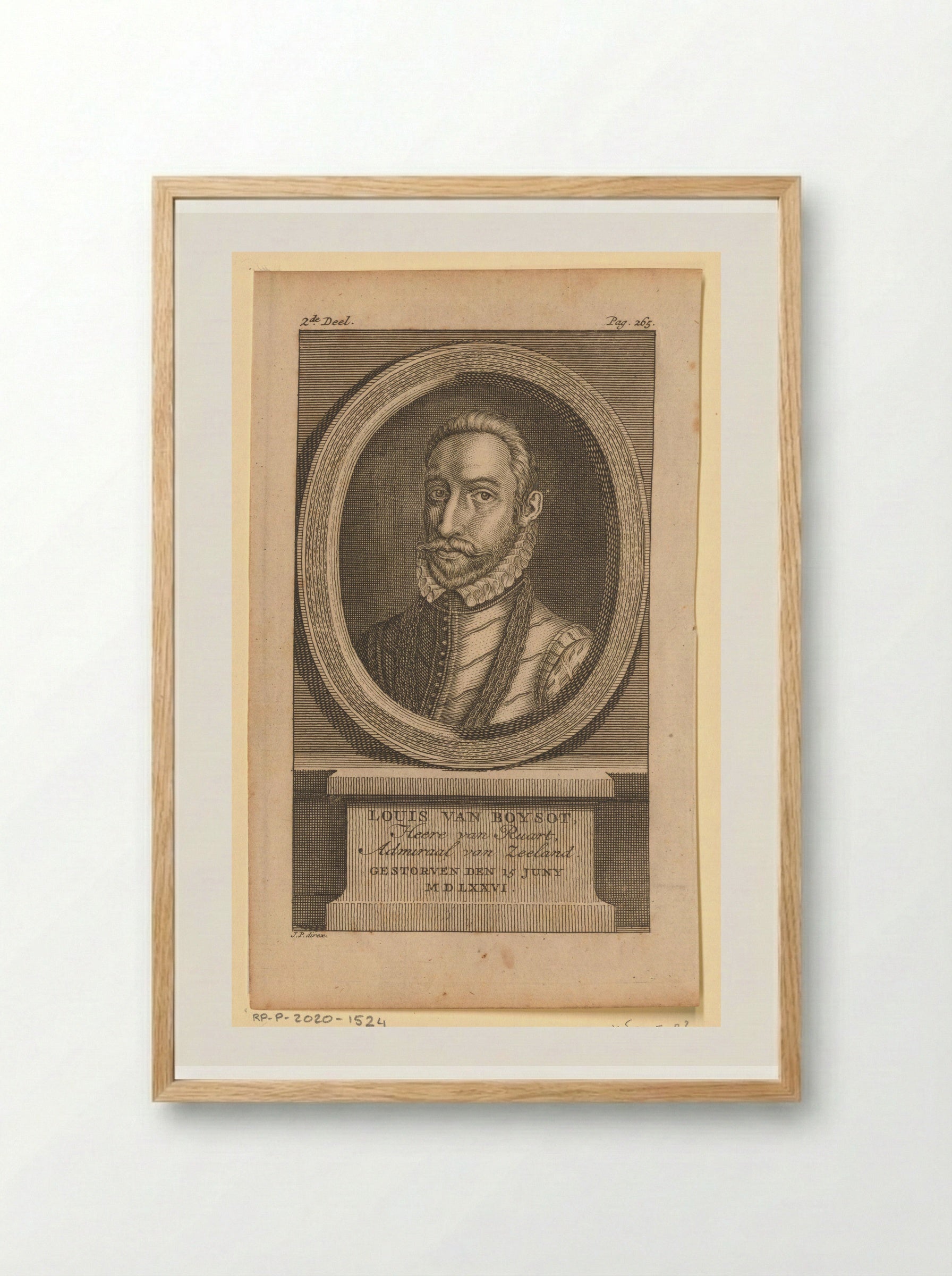 Portret van Louis de Boisot - Jan Punt - Framed Print Wood