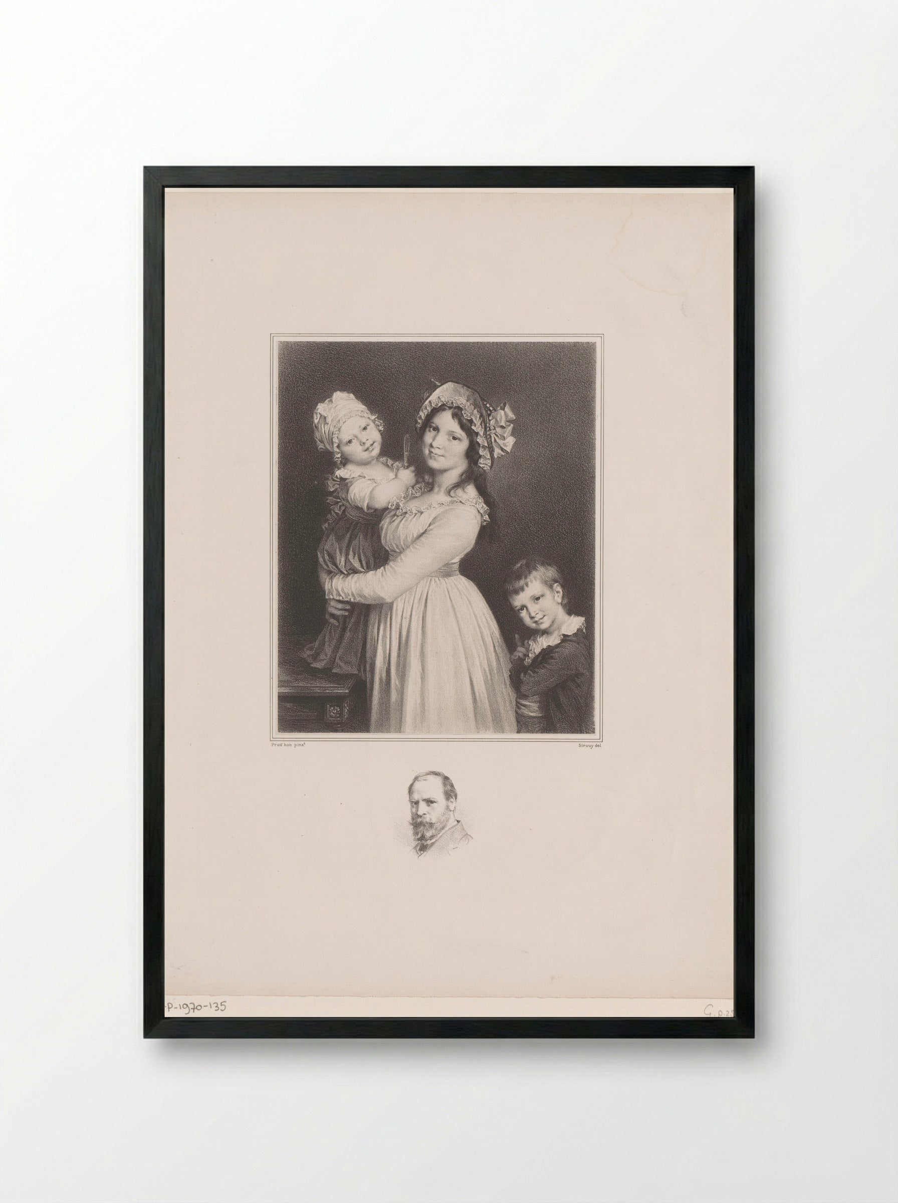 Portret van Louise Demandre met haar kinderen Frédi en Joseph Anthony - Lemercier & Cie. - Framed Print Black