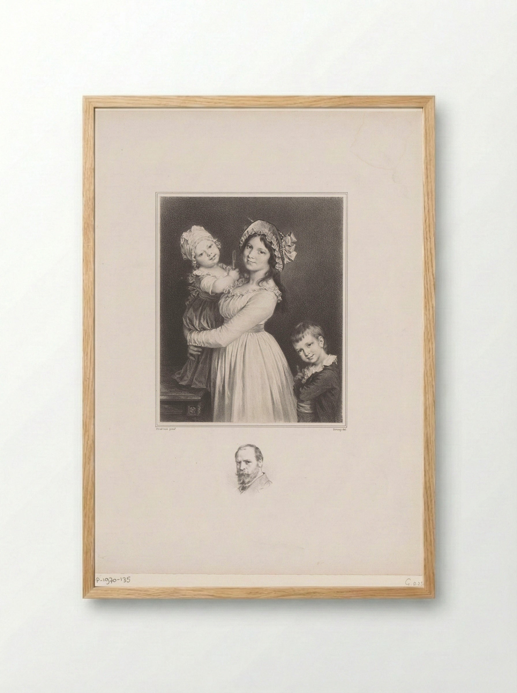 Portret van Louise Demandre met haar kinderen Frédi en Joseph Anthony - Lemercier & Cie. - Framed Print Wood
