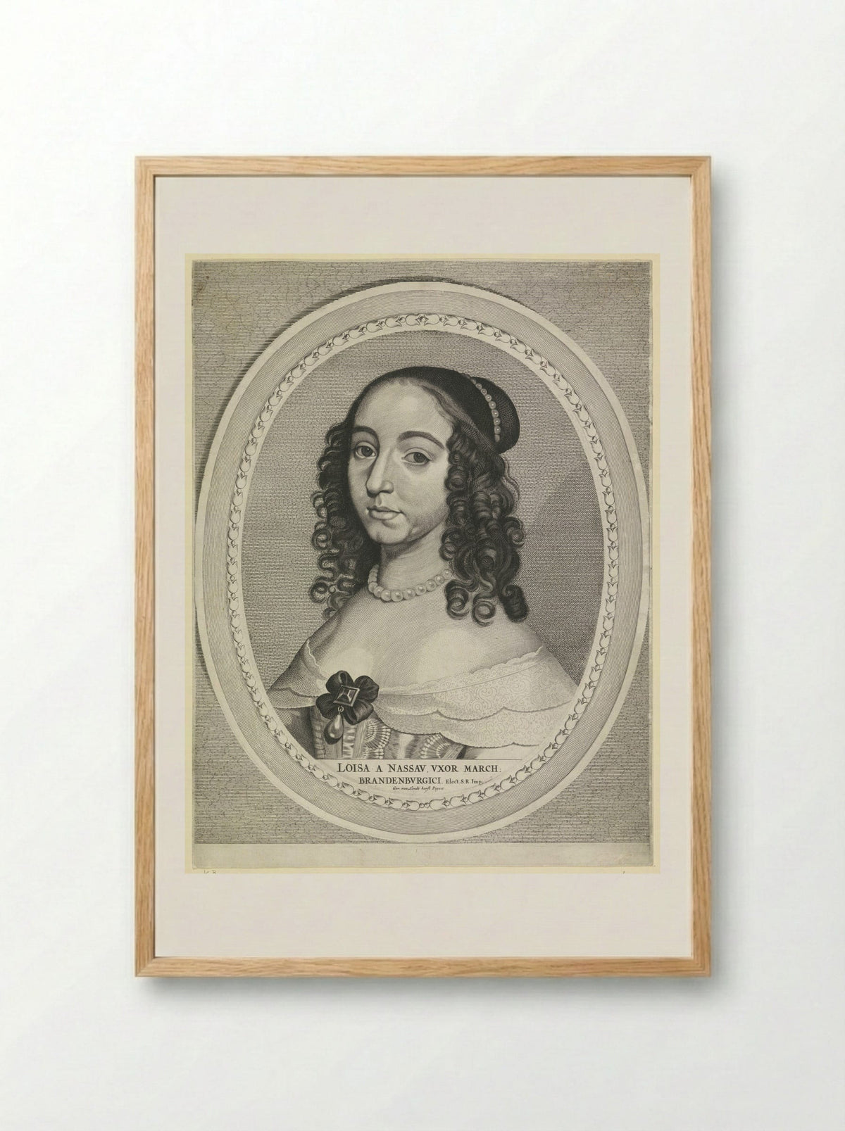 Portret van Louise Henriëtte, prinses van Oranje - Jan Brouwer - Framed Print Wood