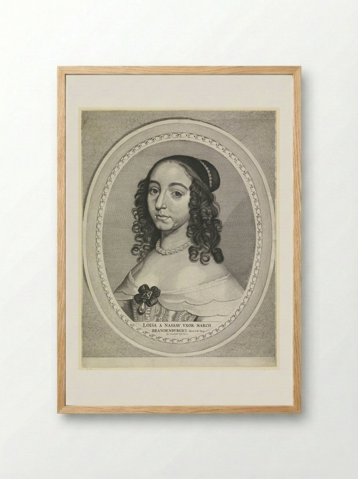 Portret van Louise Henriëtte, prinses van Oranje - Jan Brouwer - Framed Print Wood
