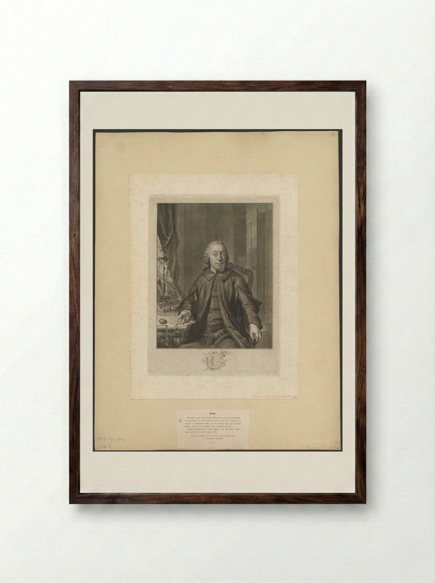 Portret van Lucas Ahuys - Jacob Houbraken - Framed Print Dark Wood