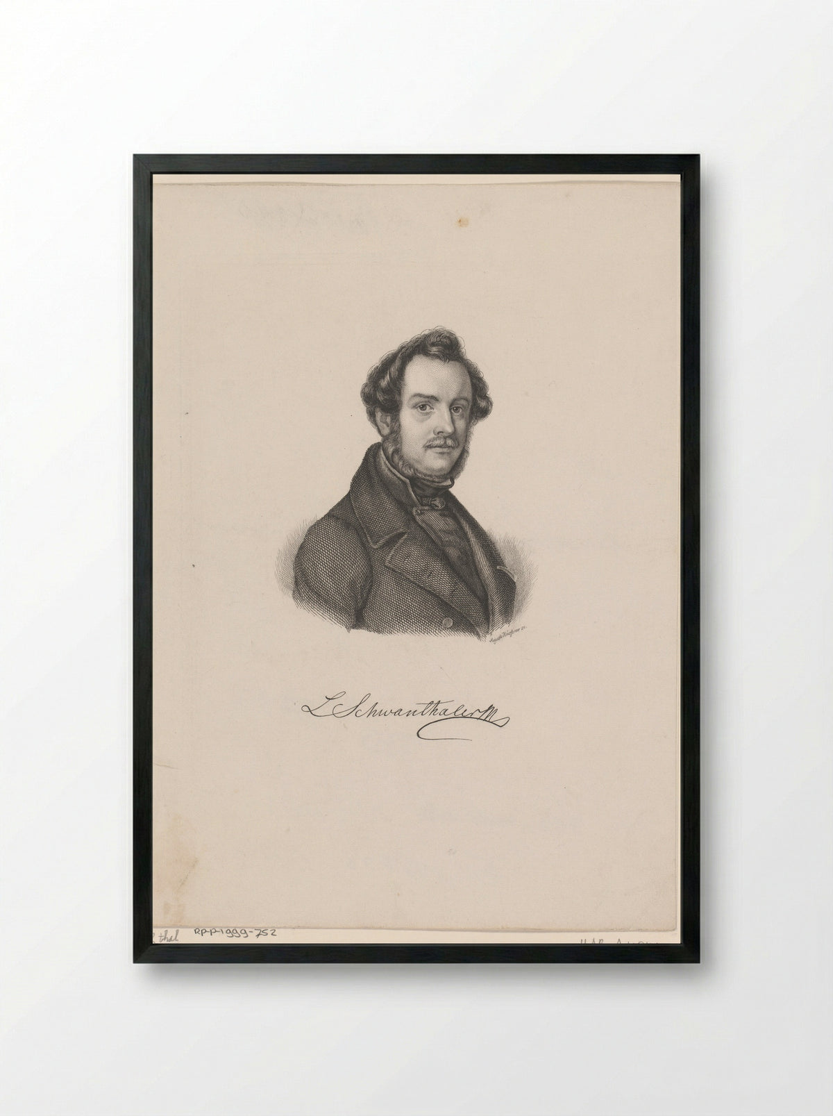 Portret van Ludwig von Schwanthaler - Auguste Hüssener - Framed Print Black