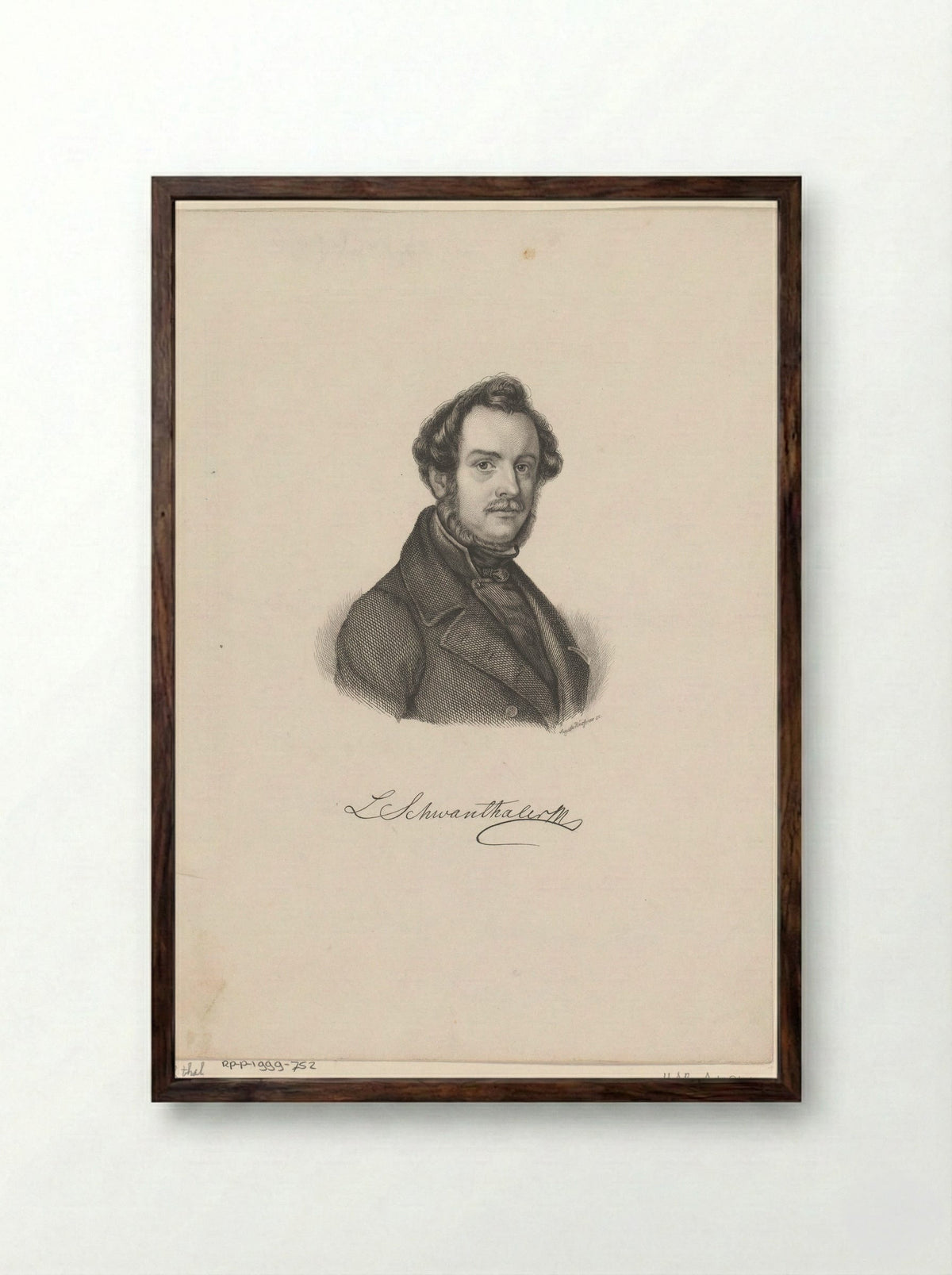 Portret van Ludwig von Schwanthaler - Auguste Hüssener - Framed Print Dark Wood