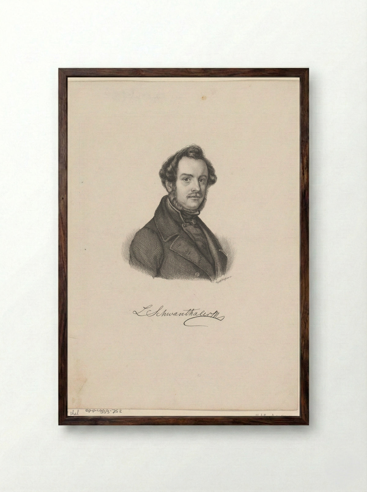 Portret van Ludwig von Schwanthaler - Auguste Hüssener - Framed Print Dark Wood