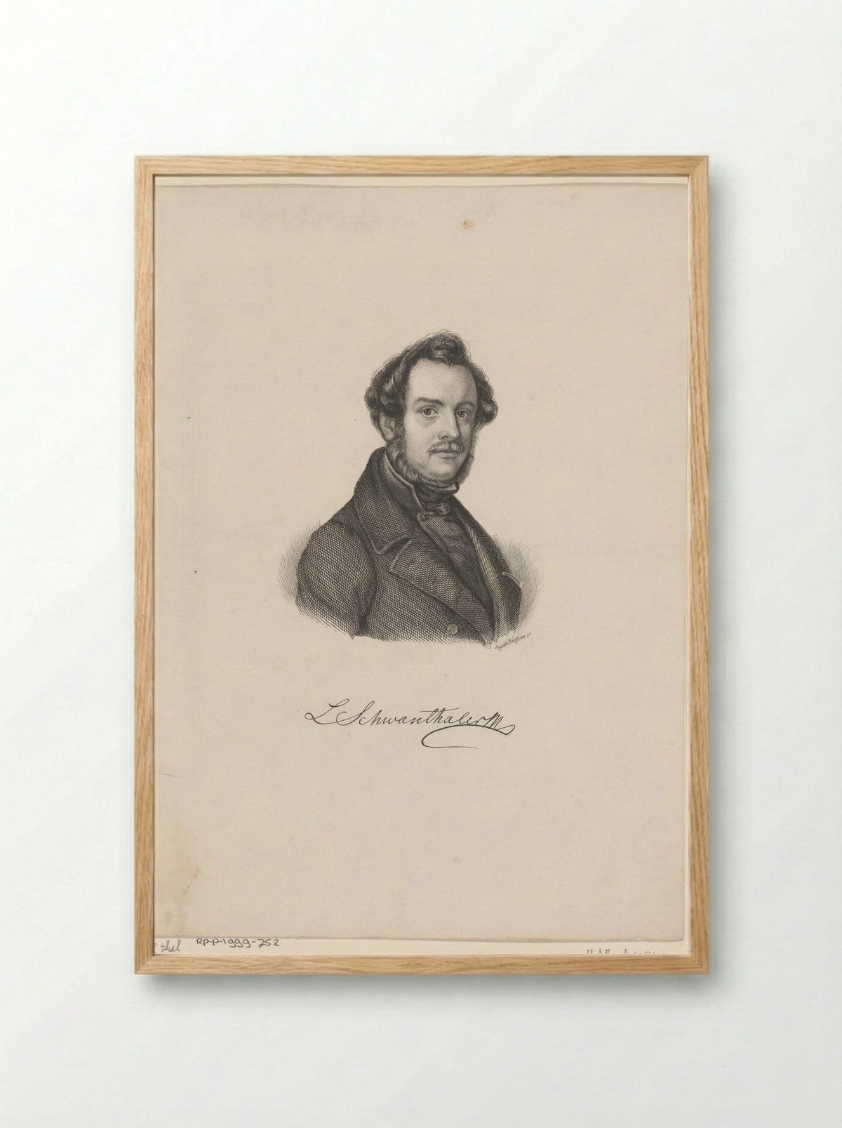 Portret van Ludwig von Schwanthaler - Auguste Hüssener - Framed Print Wood