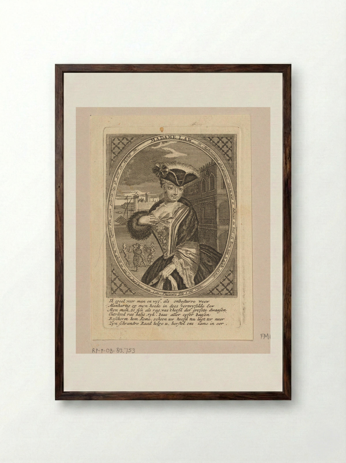 Portret van Madame Law - Claude Duflos - Framed Print Dark Wood