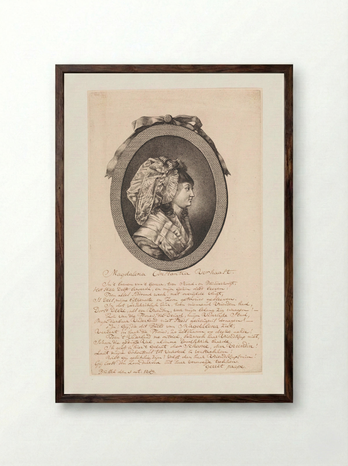 Portret van Magdalena Constantia Verhaast - Jan Gerard Waldorp - Framed Print Dark Wood
