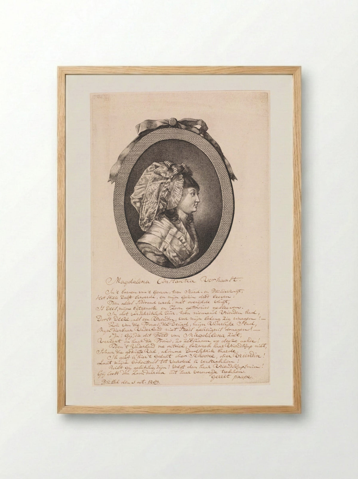 Portret van Magdalena Constantia Verhaast - Jan Gerard Waldorp - Framed Print Wood