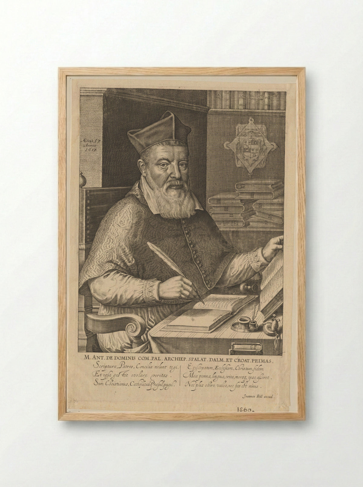 Portret van Marcus Antonius De Dominis - Renold Elstrack - Framed Print Wood