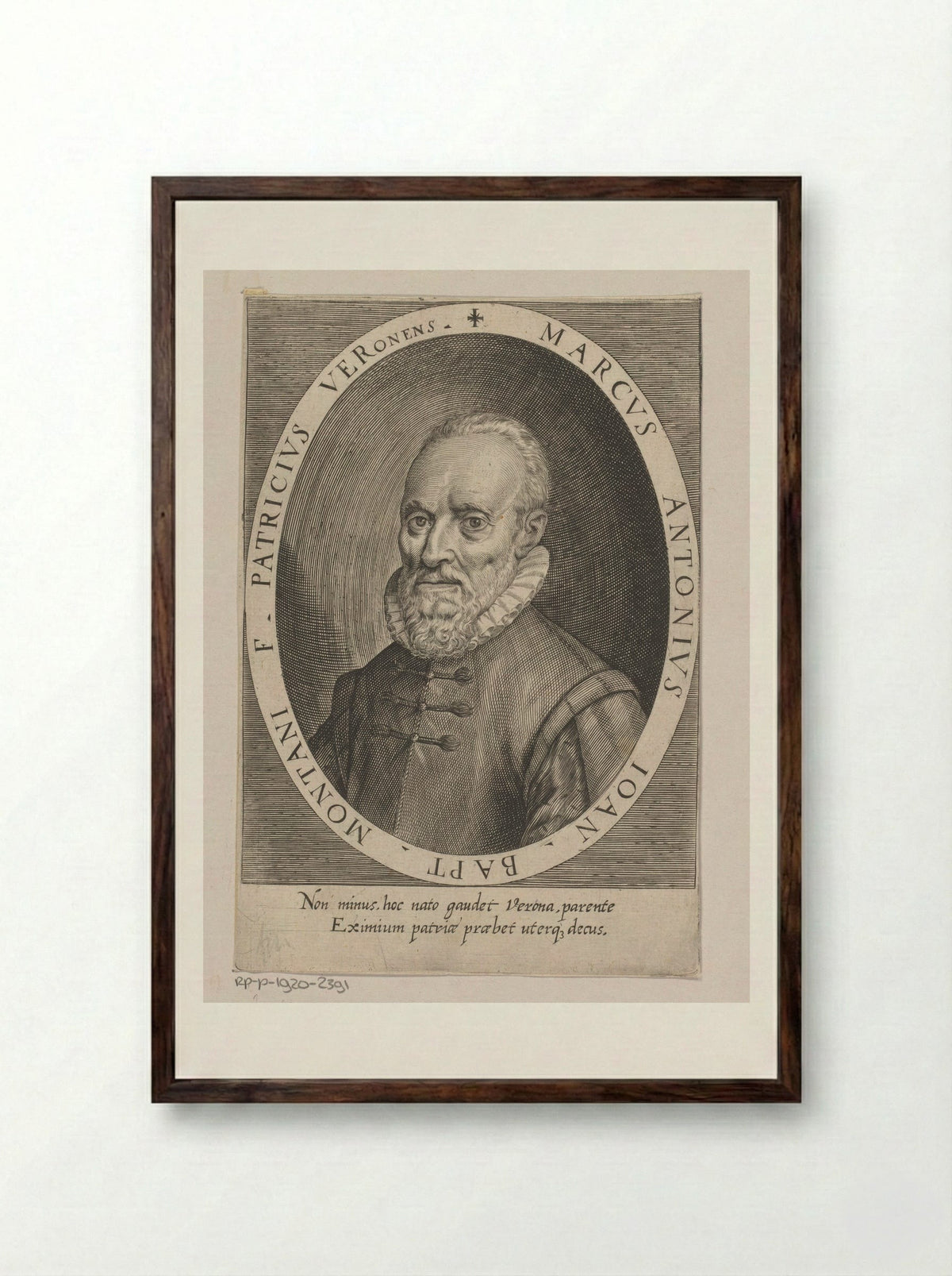 Portret van Marcus Antonius Montanus - Dominicus Custos - Framed Print Dark Wood