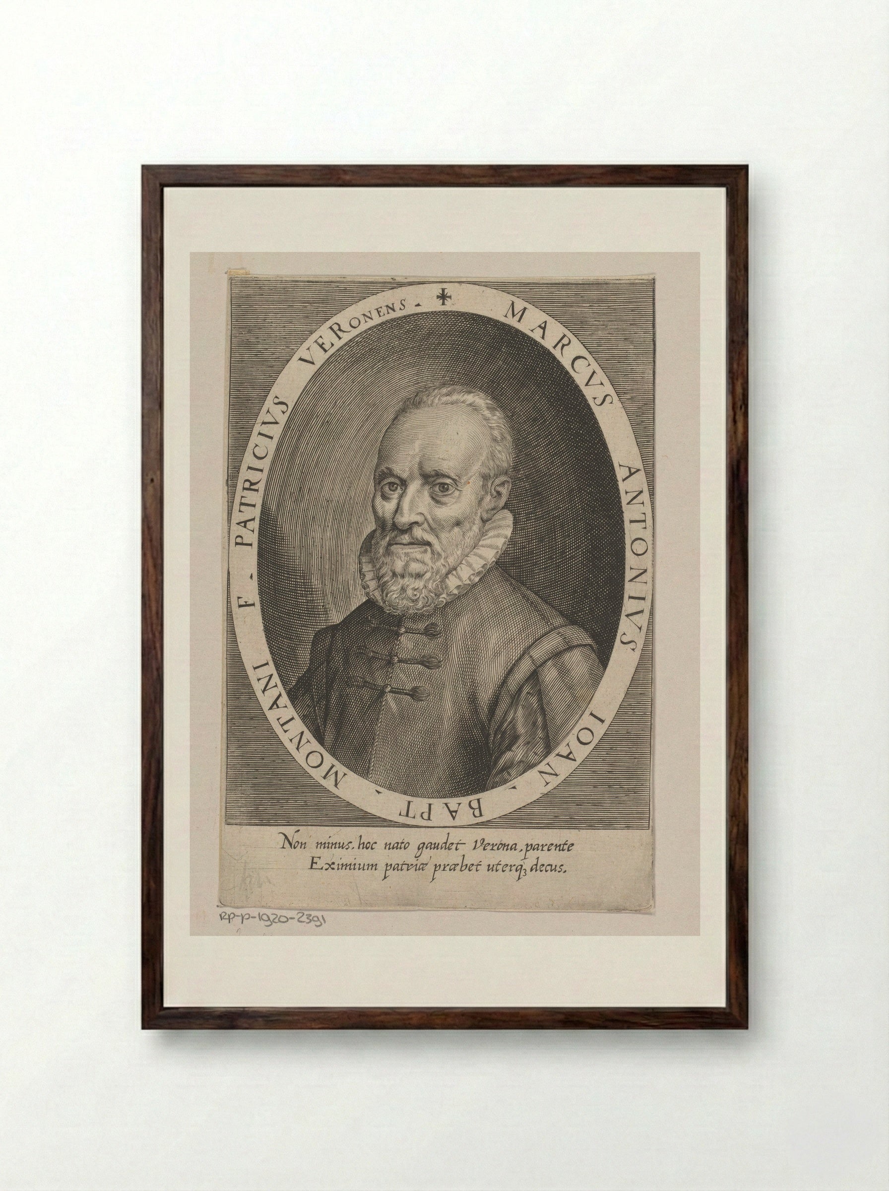 Portret van Marcus Antonius Montanus - Dominicus Custos - Framed Print Dark Wood