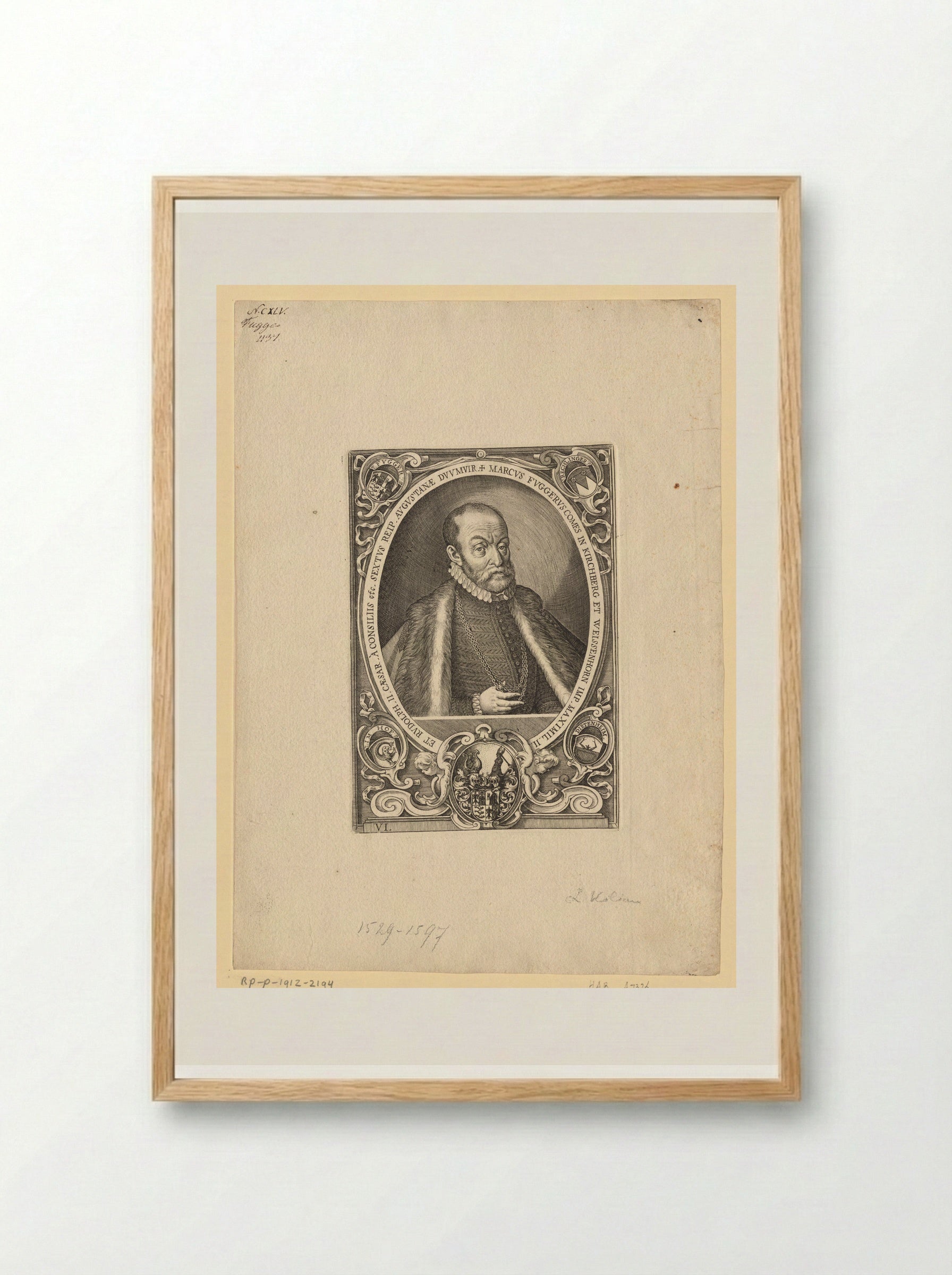 Portret van Marcus Fugger - Lucas Kilian - Framed Print Wood
