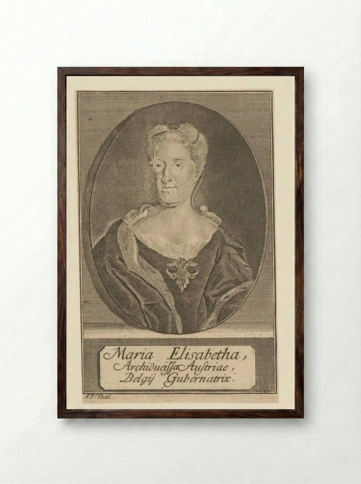 Portret van Maria Elisabeth, aartshertogin van Oostenrijk - Michael Rössler - Framed Print Dark Wood