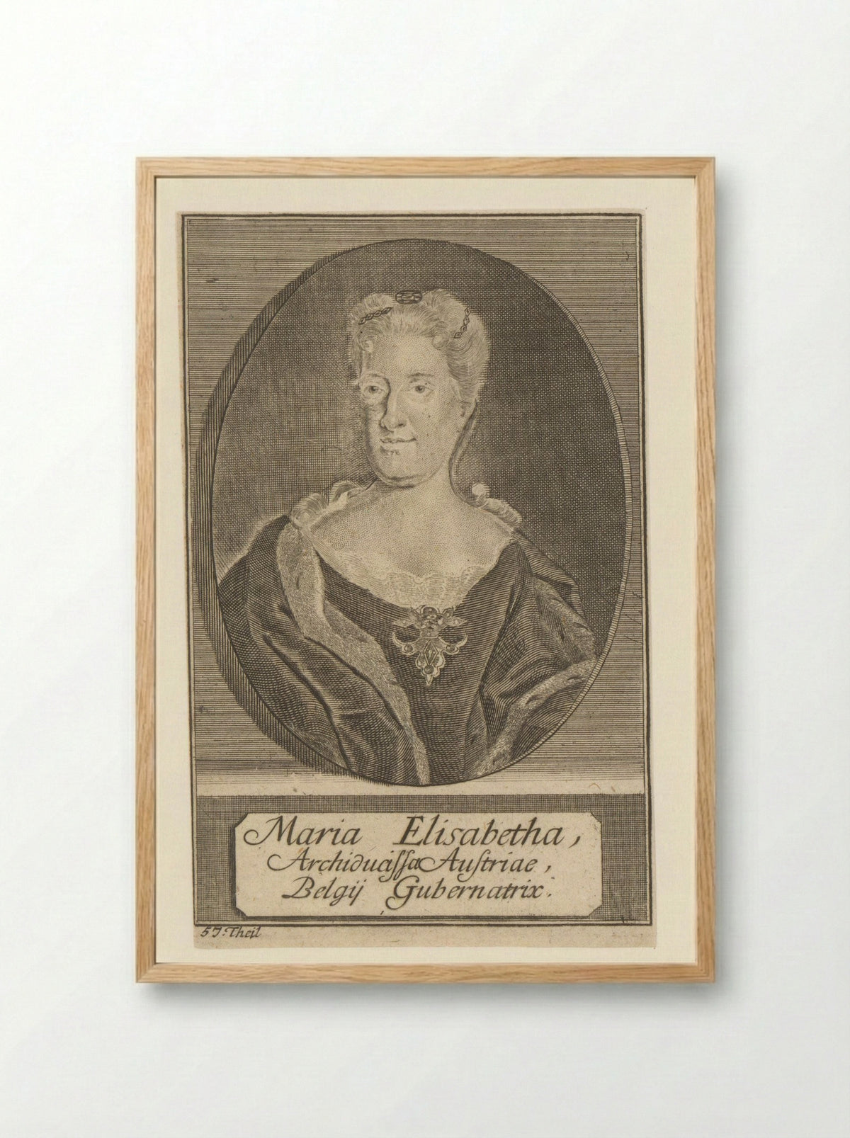 Portret van Maria Elisabeth, aartshertogin van Oostenrijk - Michael Rössler - Framed Print Wood