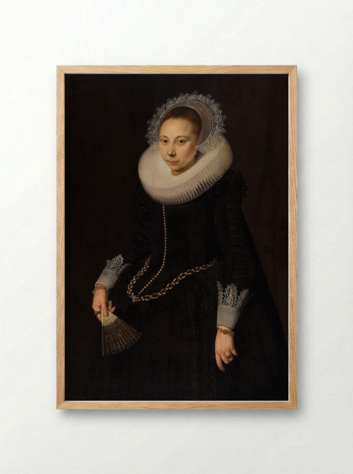 Portret van Maria Overrijn van Schoterbosch - Cornelis van der Voort - Framed Print Wood