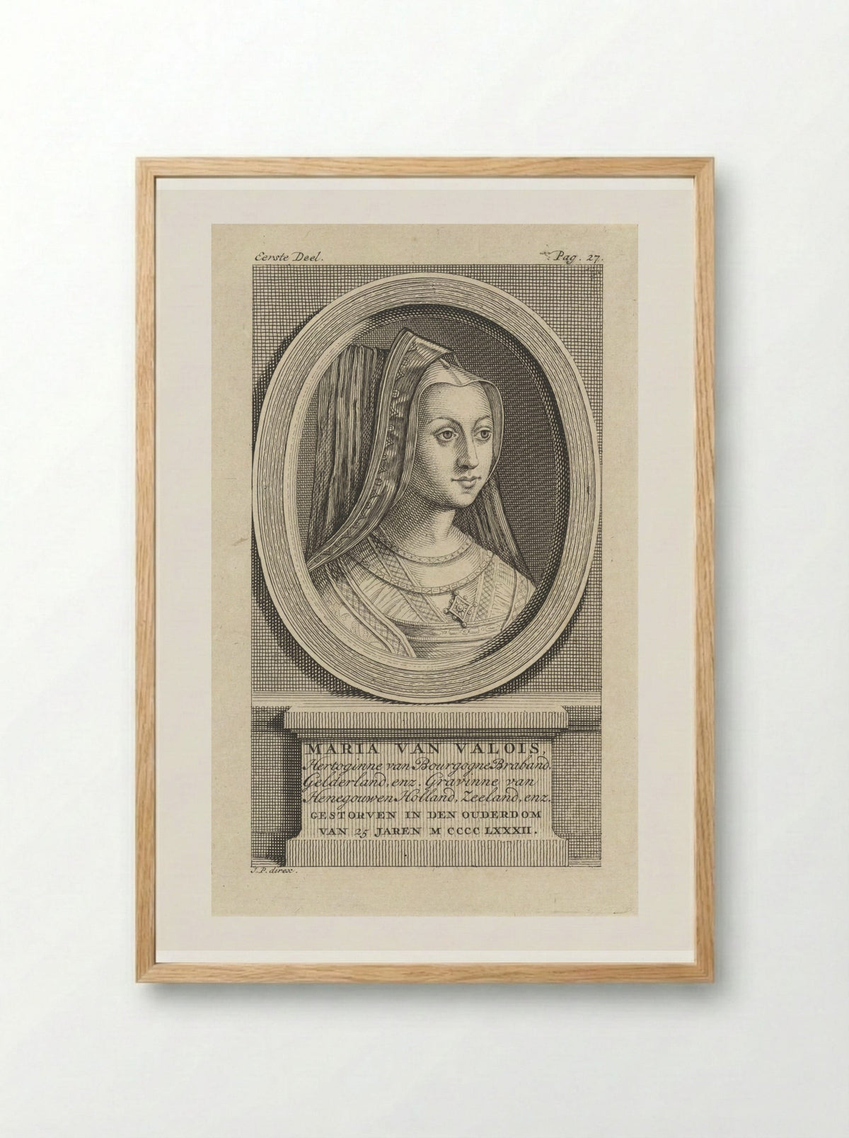 Portret van Maria, hertogin van Bourgondië - Jan Punt - Framed Print Wood