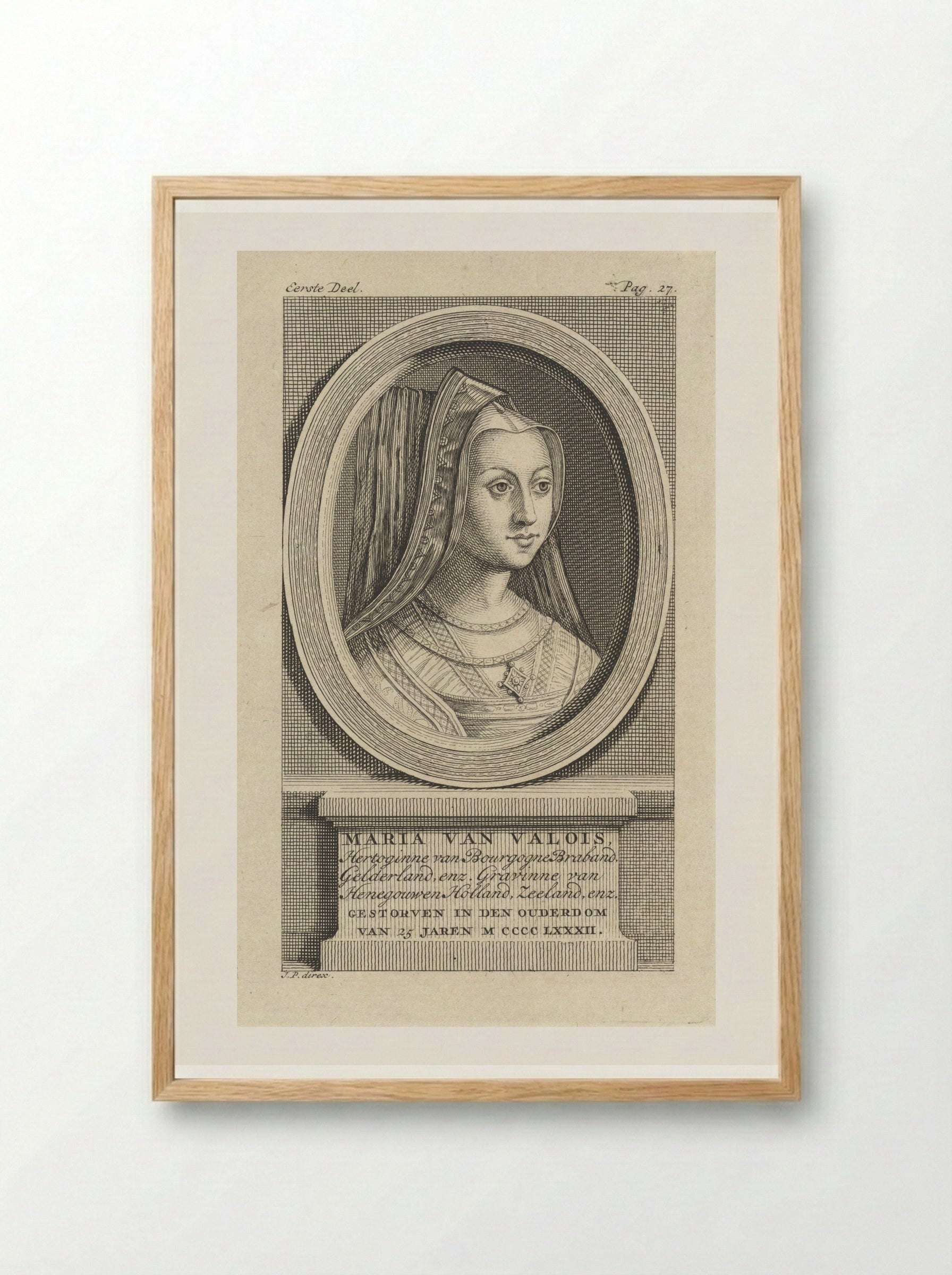 Portret van Maria, hertogin van Bourgondië - Jan Punt - Framed Print Wood