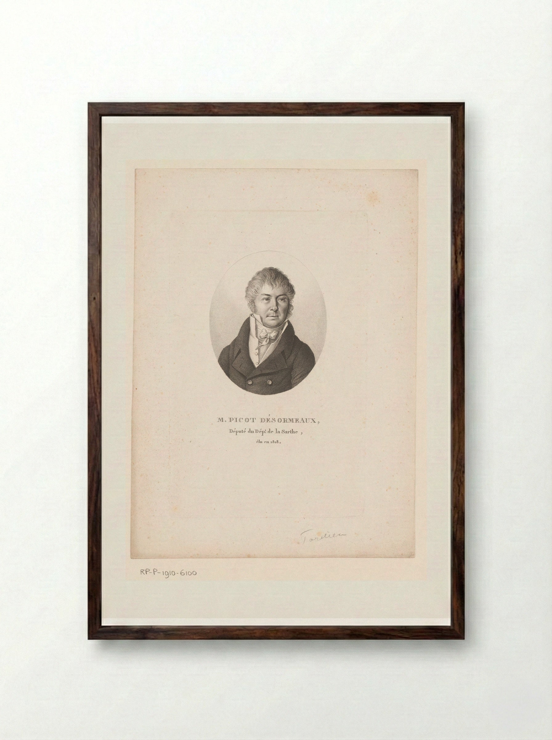 Portret van Marie Jean Charles Picot-Desormeaux - Ambroise Tardieu - Framed Print Dark Wood