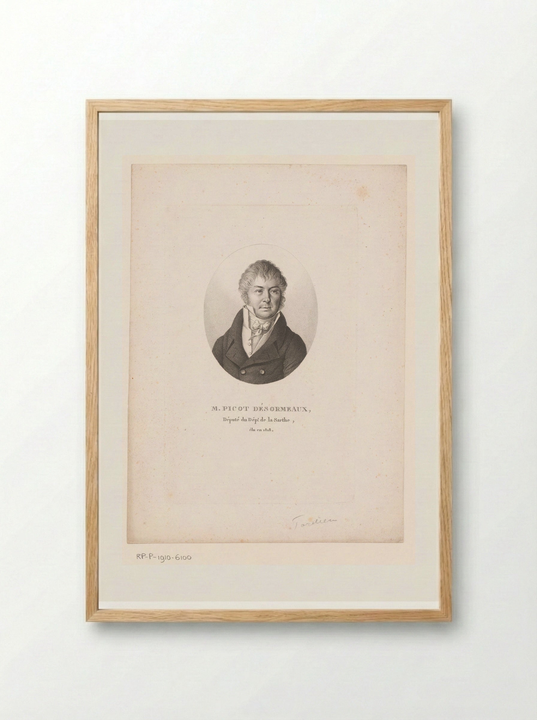 Portret van Marie Jean Charles Picot-Desormeaux - Ambroise Tardieu - Framed Print Wood