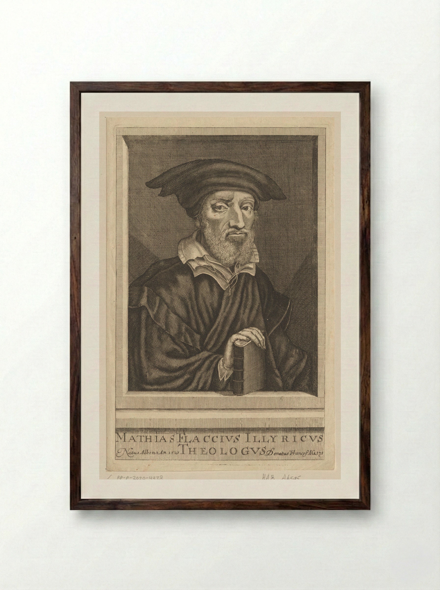 Portret van Matthias Flacius - Nicolaus Häublin - Framed Print Dark Wood