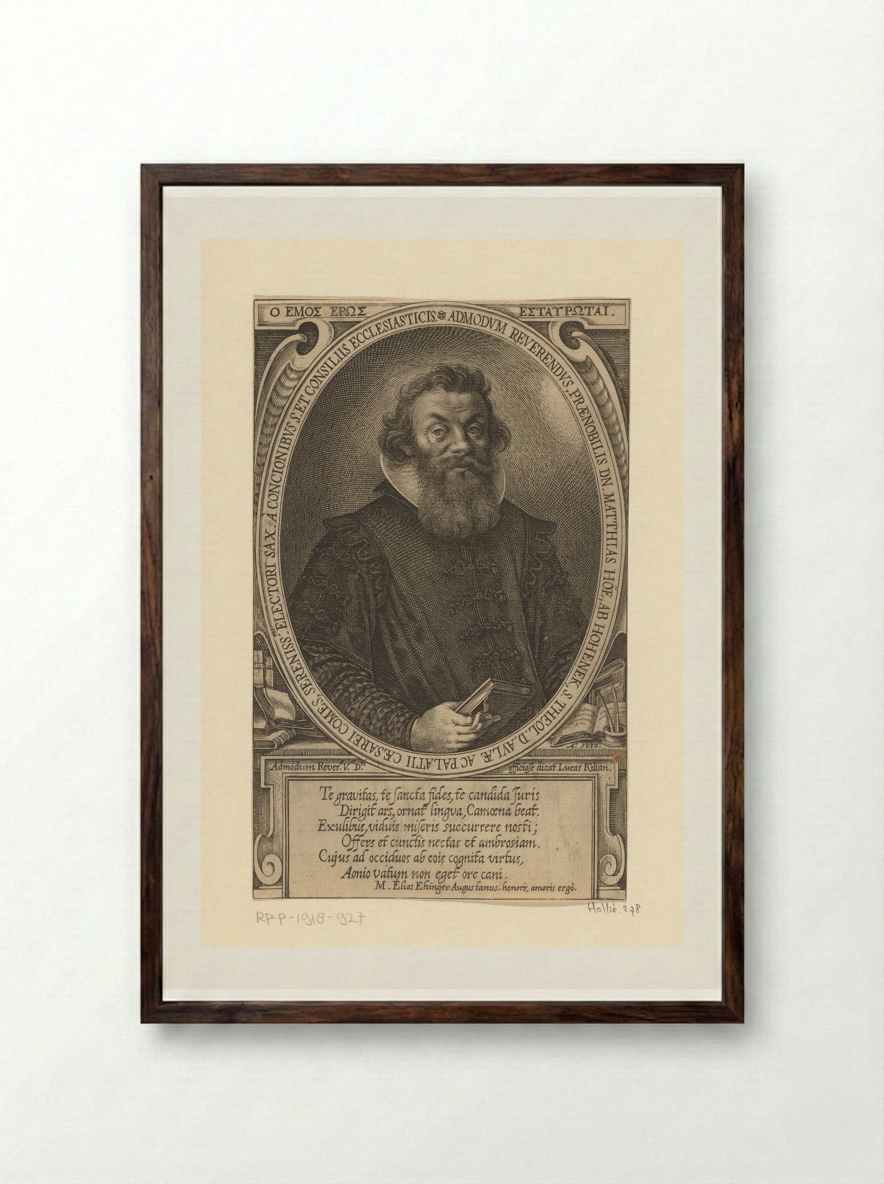 Portret van Matthias Hoë von Hoënegg - Lucas Kilian - Framed Print Dark Wood