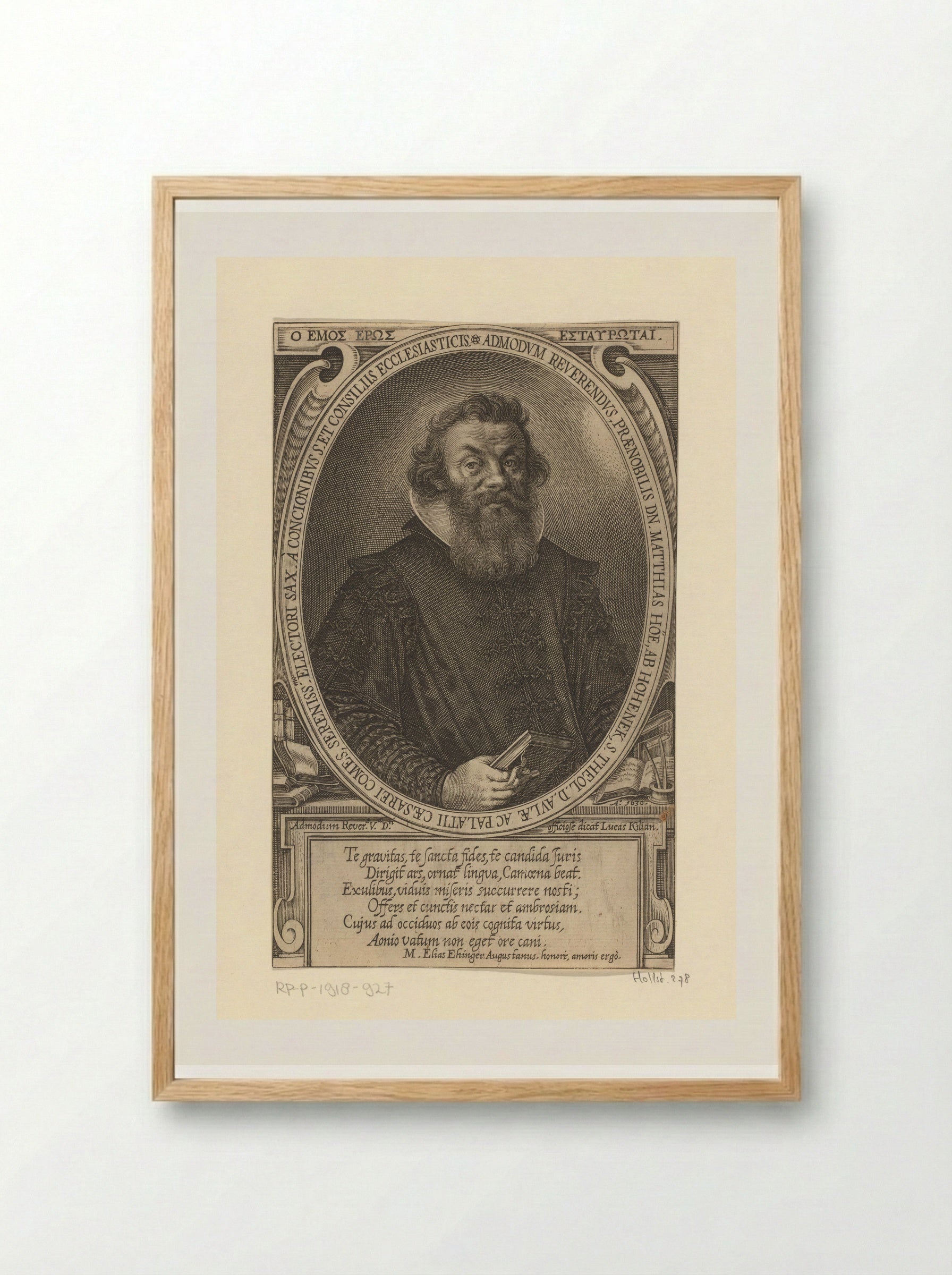 Portret van Matthias Hoë von Hoënegg - Lucas Kilian - Framed Print Wood