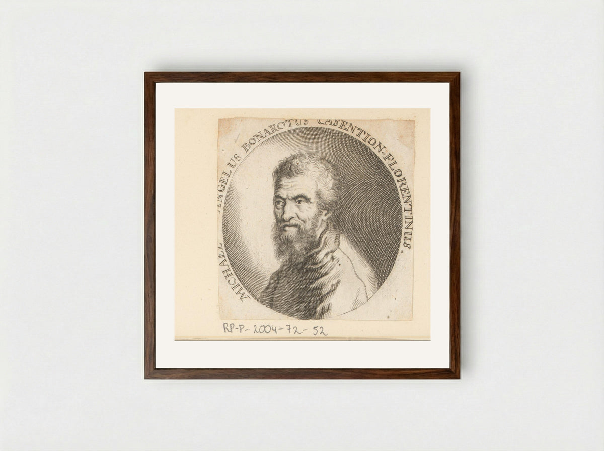 Portret van Michelangelo - Erven Michael en Johann Friedrich Endter - Framed Print Dark Wood
