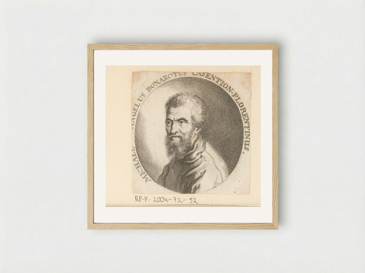 Portret van Michelangelo - Erven Michael en Johann Friedrich Endter - Framed Print Wood