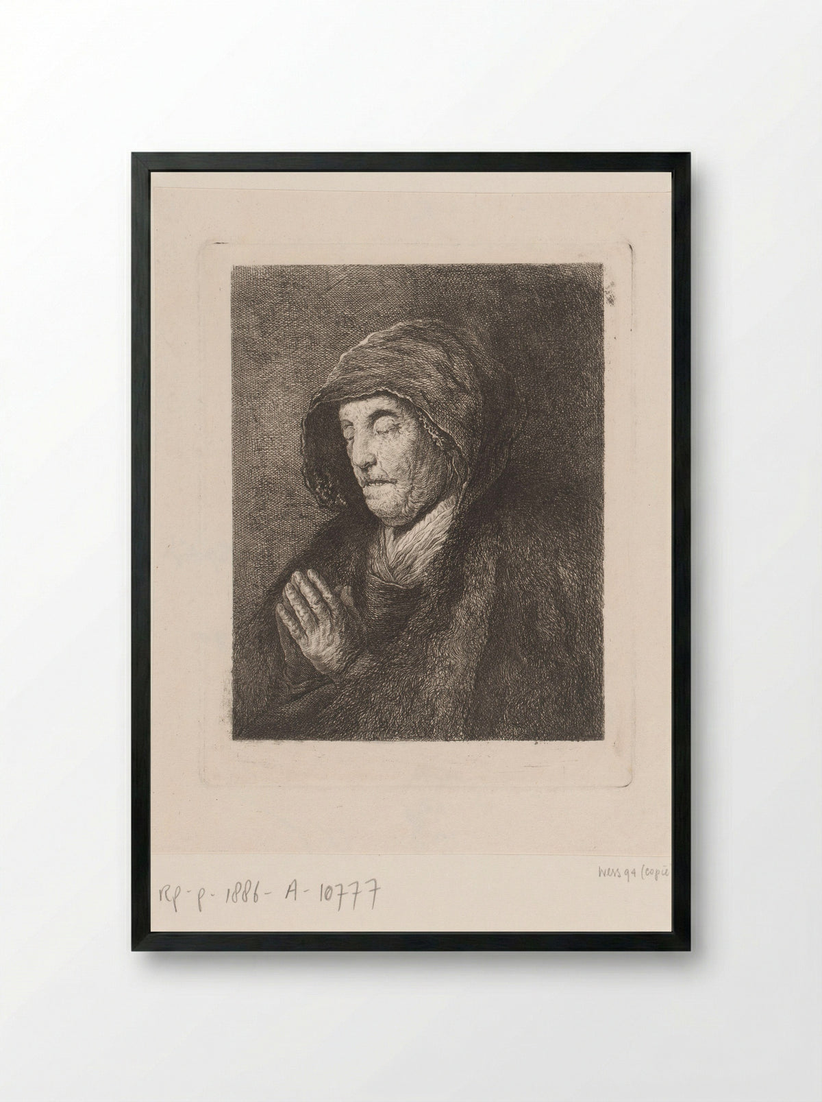 Portret van Neeltje Willemsdr. Zuytbrouck biddend - Amalie Baader - Framed Print Black