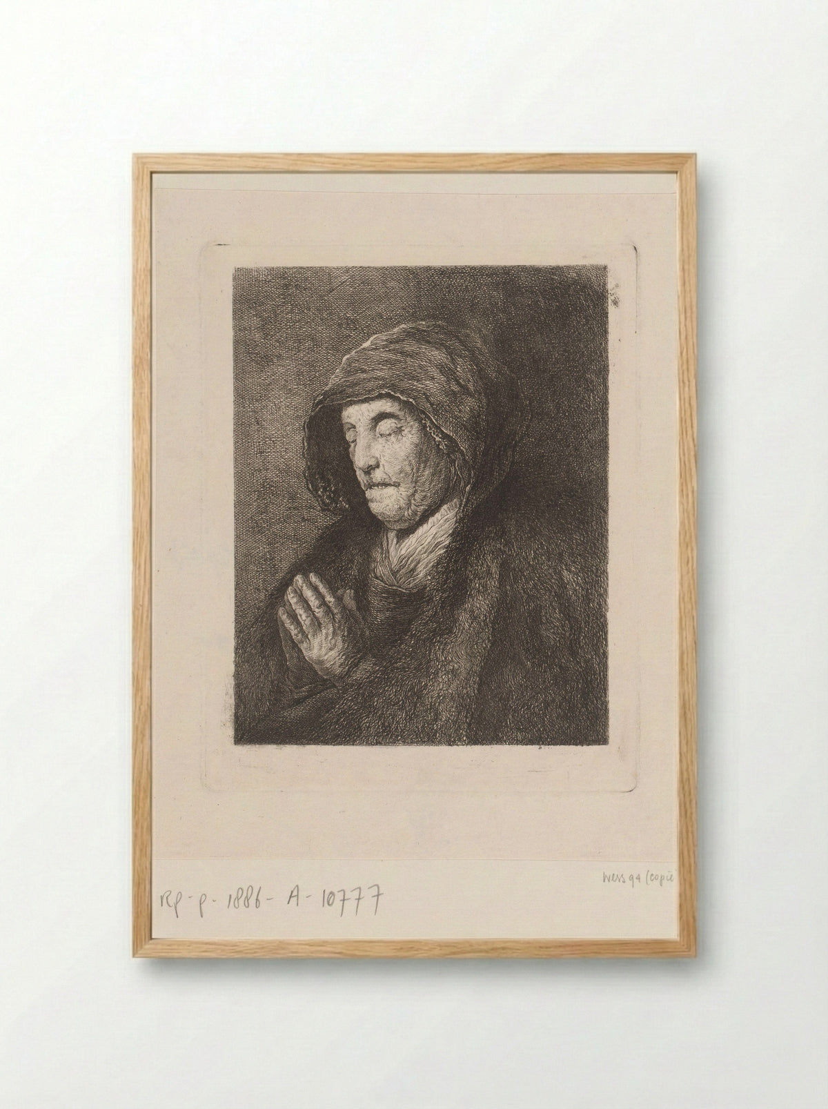 Portret van Neeltje Willemsdr. Zuytbrouck biddend - Amalie Baader - Framed Print Wood