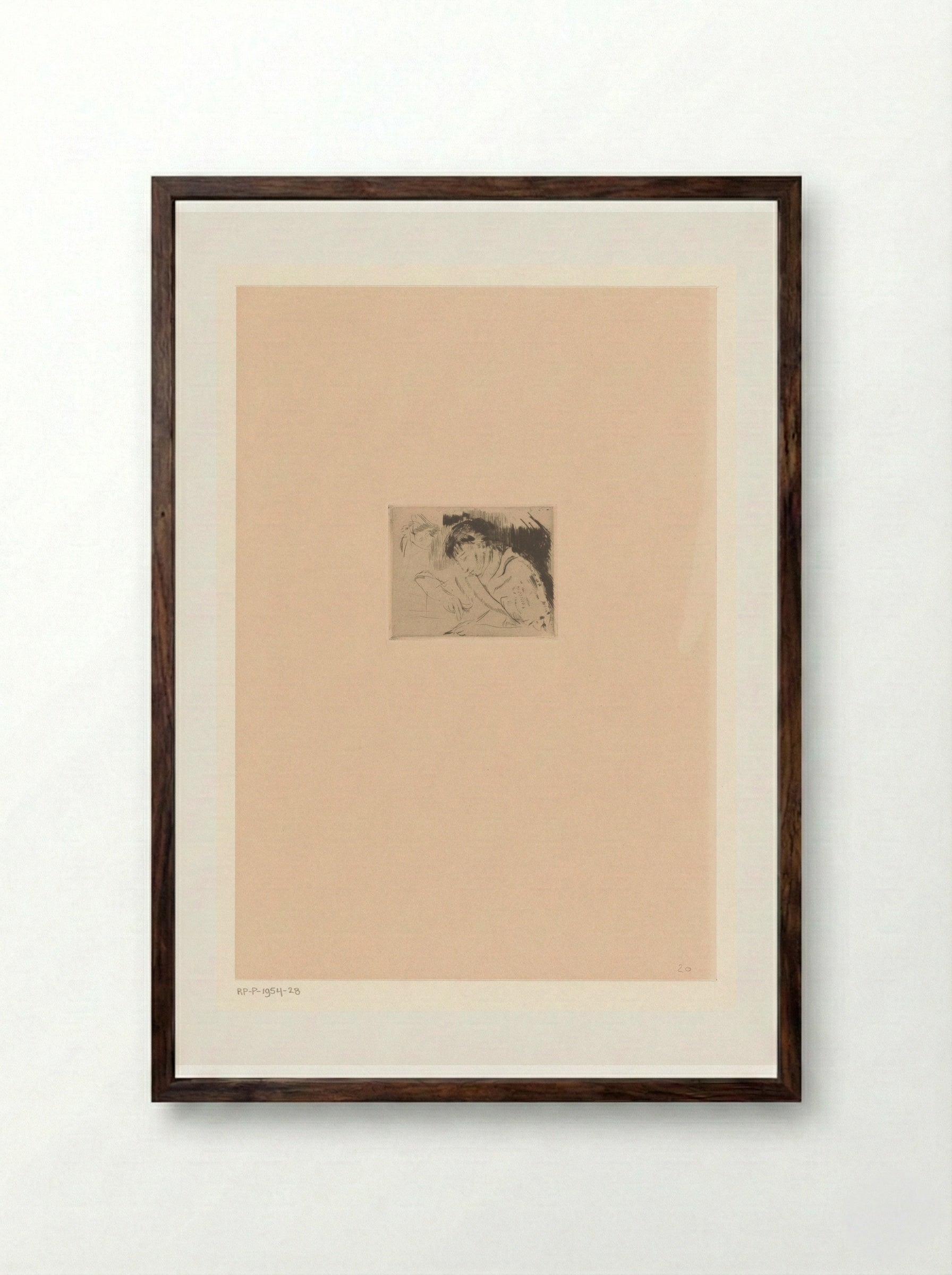 Portret van Nel Wouters schrijvend - Rik Wouters - Framed Print Dark Wood