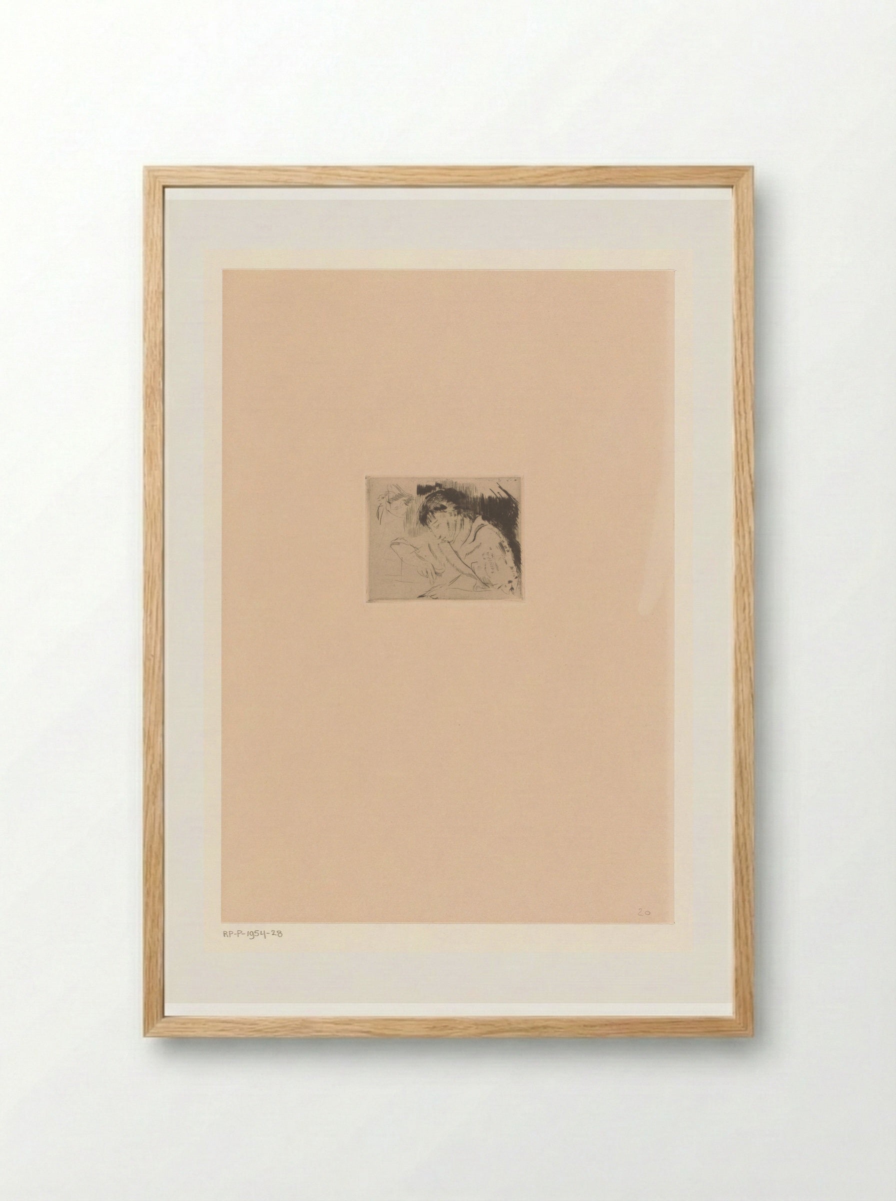 Portret van Nel Wouters schrijvend - Rik Wouters - Framed Print Wood