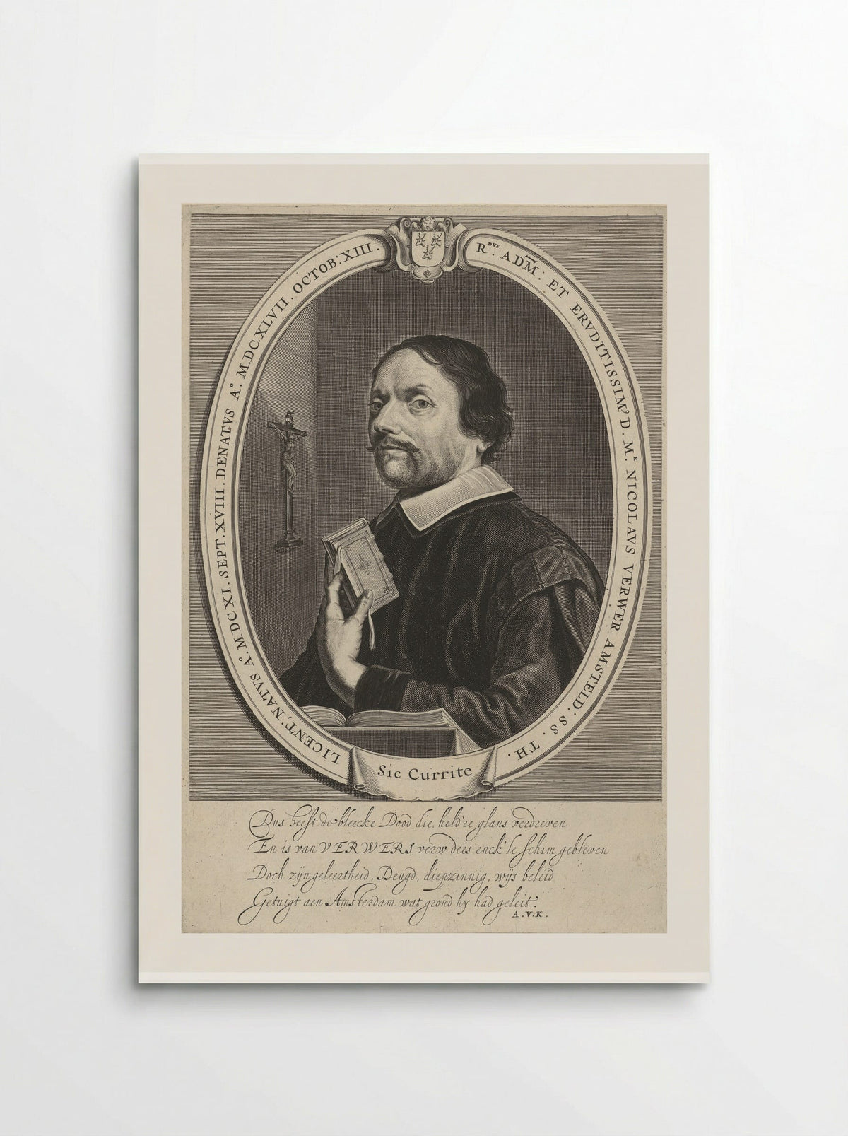 Portret van Nicolaas Verwer - Theodor Matham - Poster