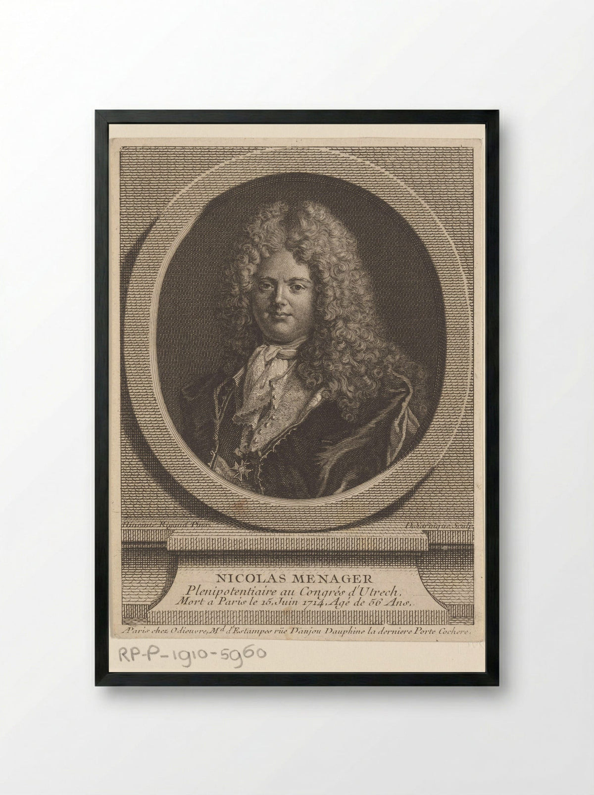 Portret van Nicolas Mesnager - André-François Le Breton - Framed Print Black