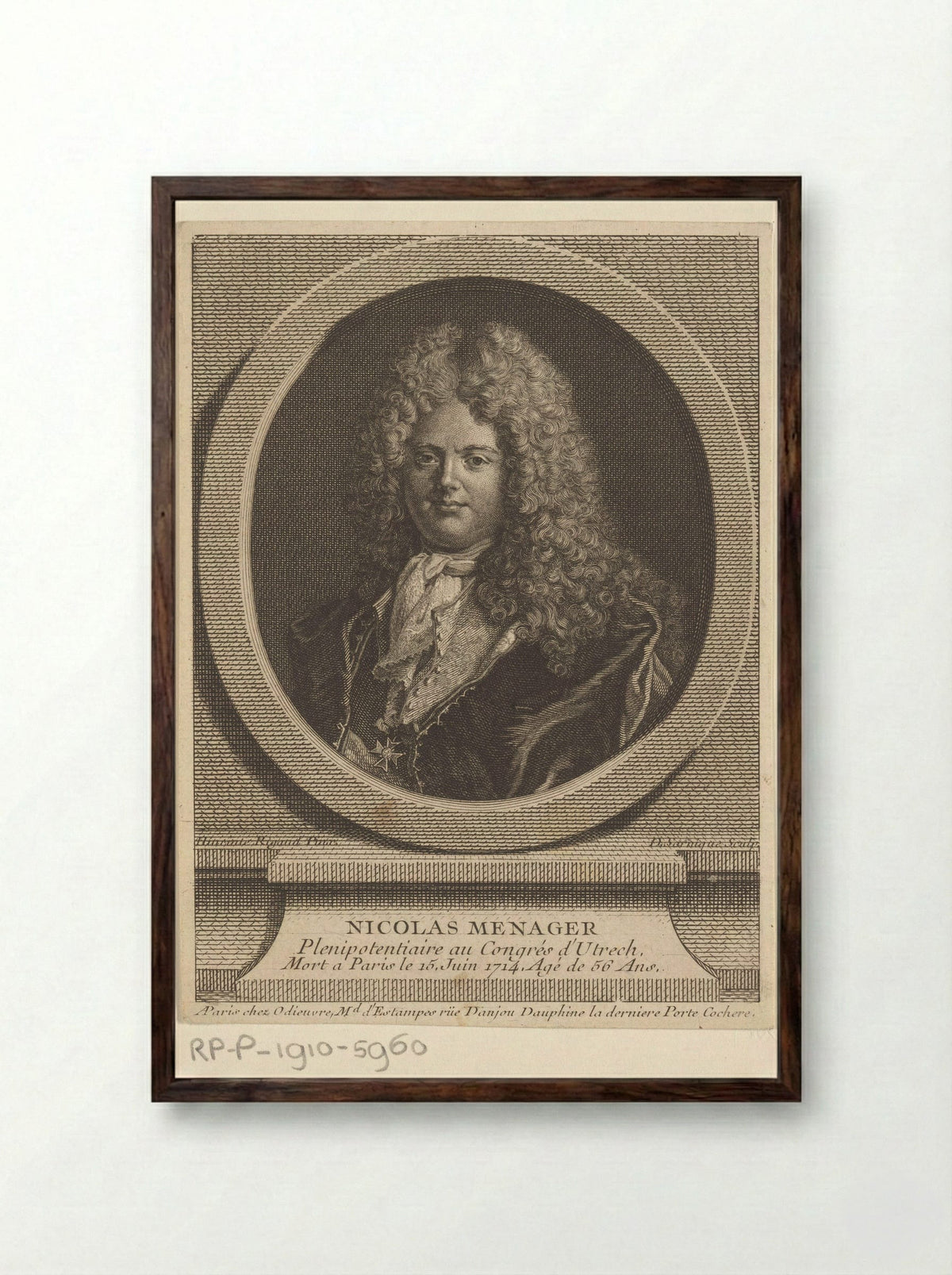 Portret van Nicolas Mesnager - André-François Le Breton - Framed Print Dark Wood