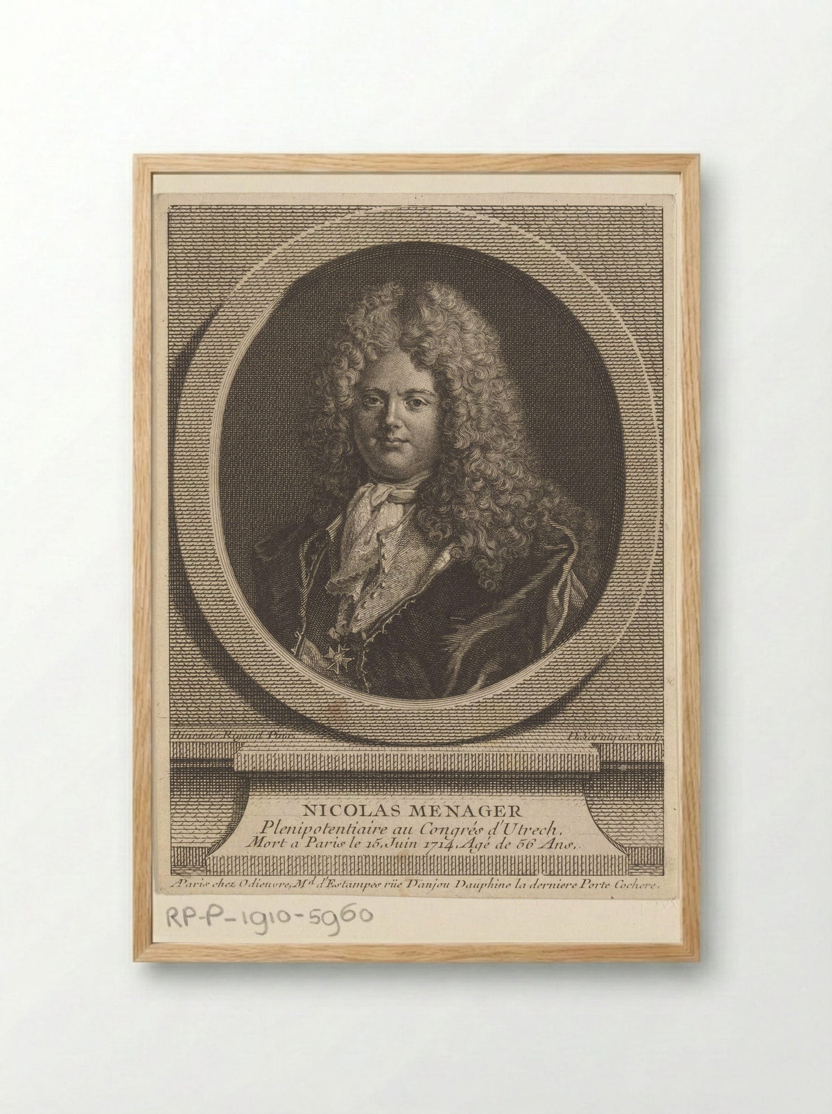 Portret van Nicolas Mesnager - André-François Le Breton - Framed Print Wood