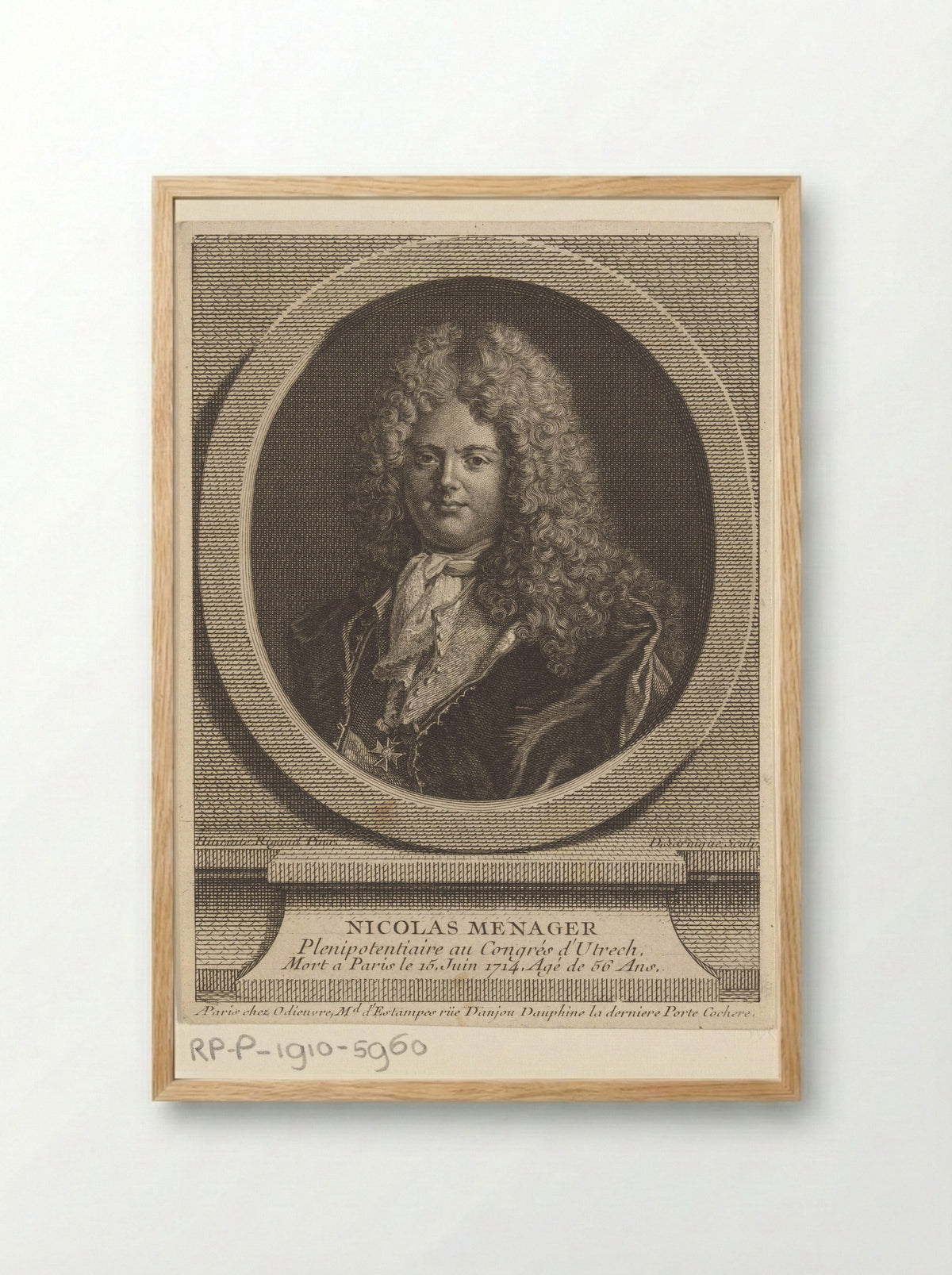 Portret van Nicolas Mesnager - André-François Le Breton - Framed Print Wood