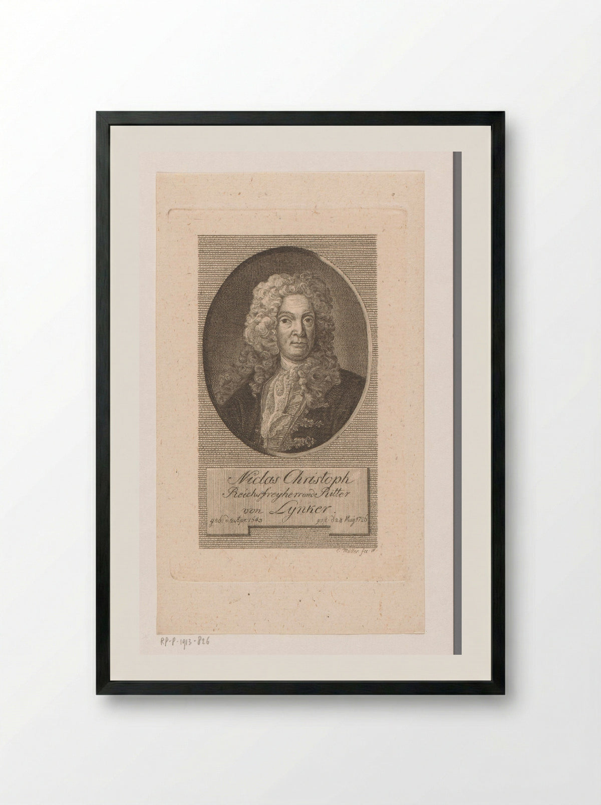 Portret van Nicolaus Christoph von Lynker - Johann Christian Ernst Müller - Framed Print Black