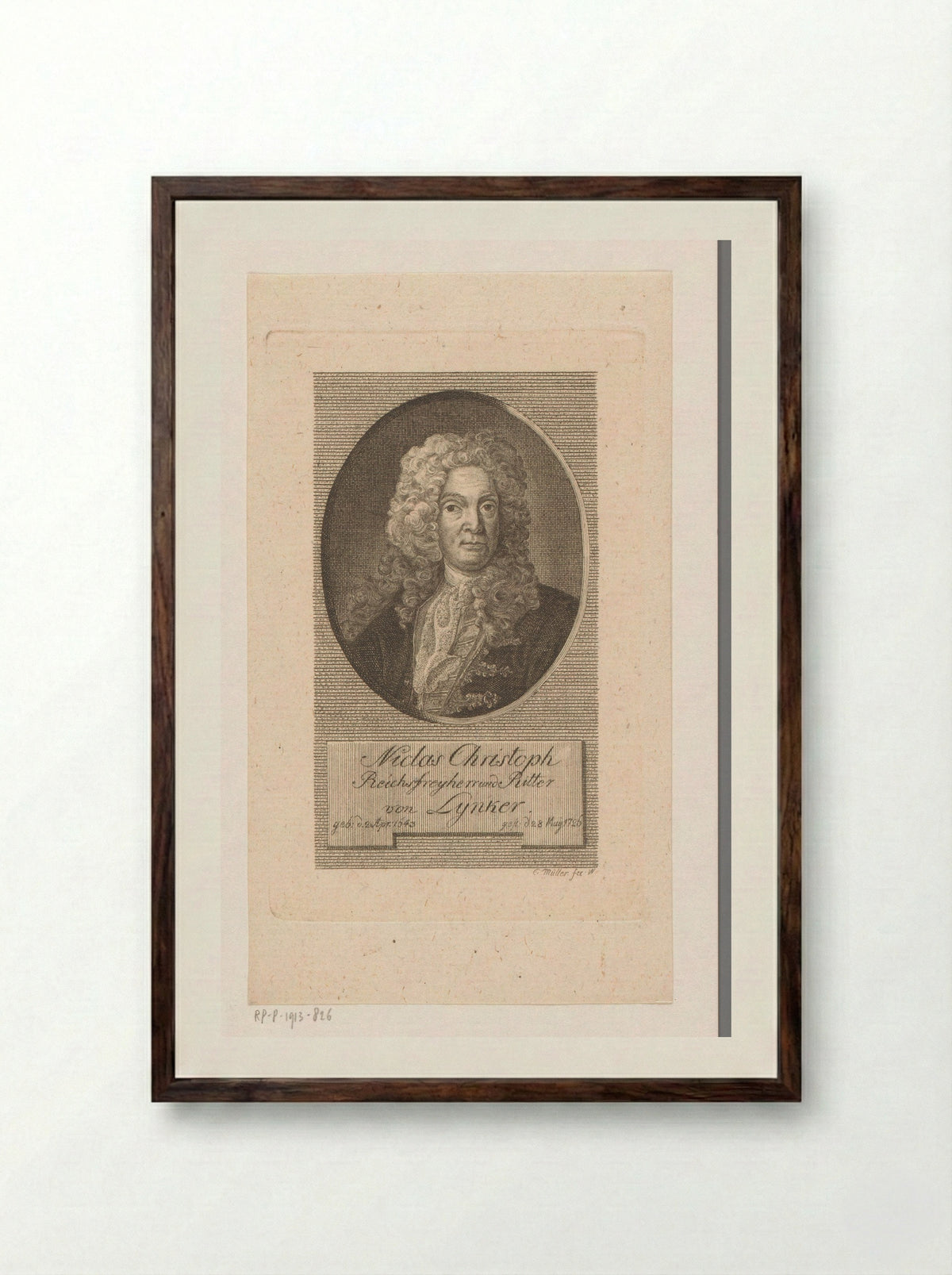 Portret van Nicolaus Christoph von Lynker - Johann Christian Ernst Müller - Framed Print Dark Wood
