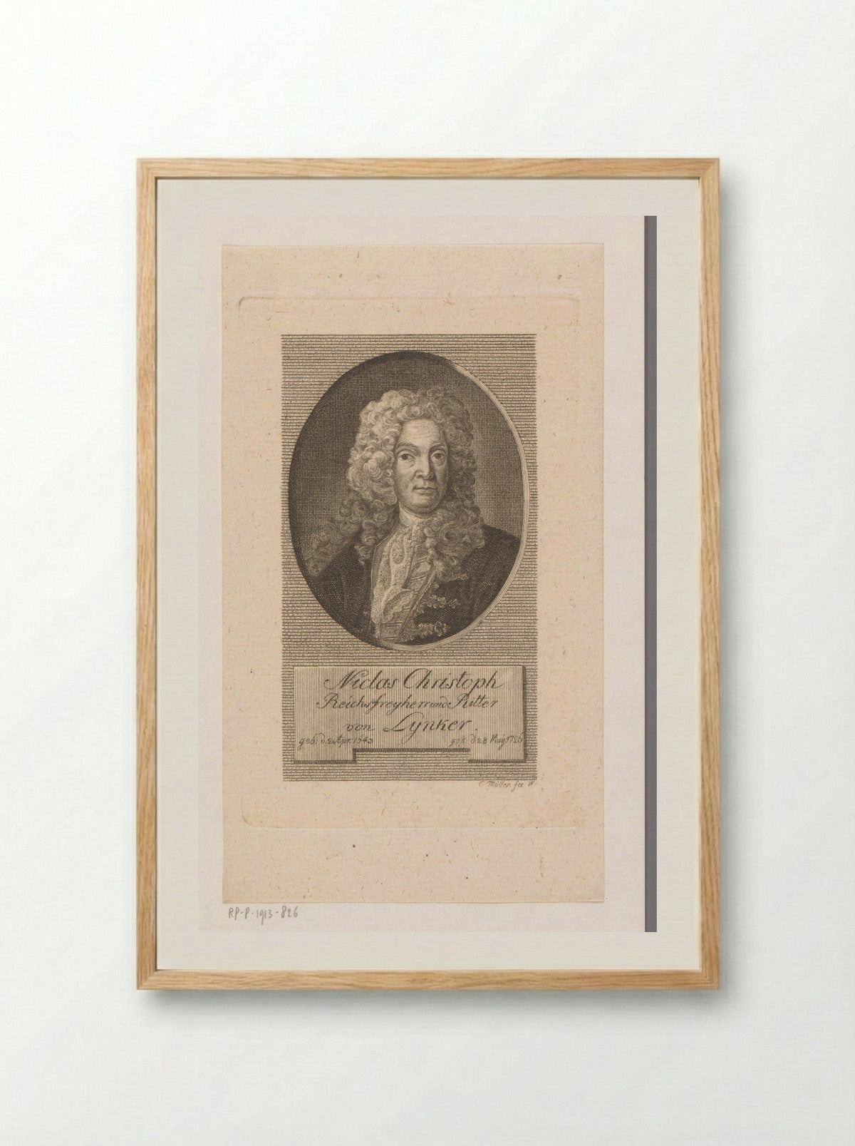 Portret van Nicolaus Christoph von Lynker - Johann Christian Ernst Müller - Framed Print Wood