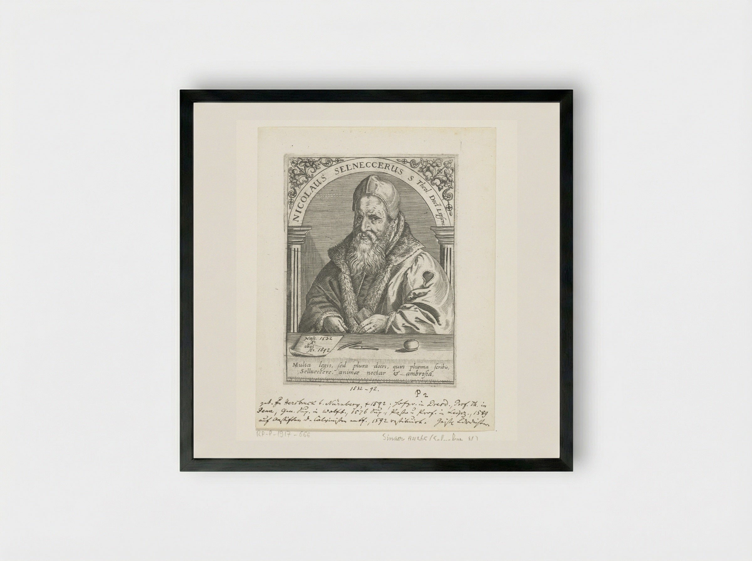 Portret van Nikolaus Selnecker - Johann Theodor de Bry - Framed Print Black