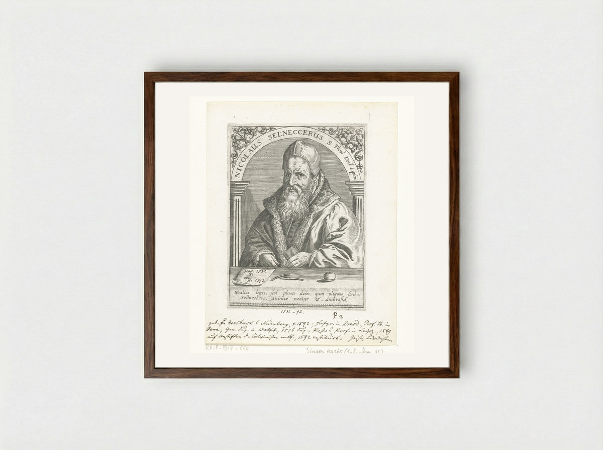 Portret van Nikolaus Selnecker - Johann Theodor de Bry - Framed Print Dark Wood