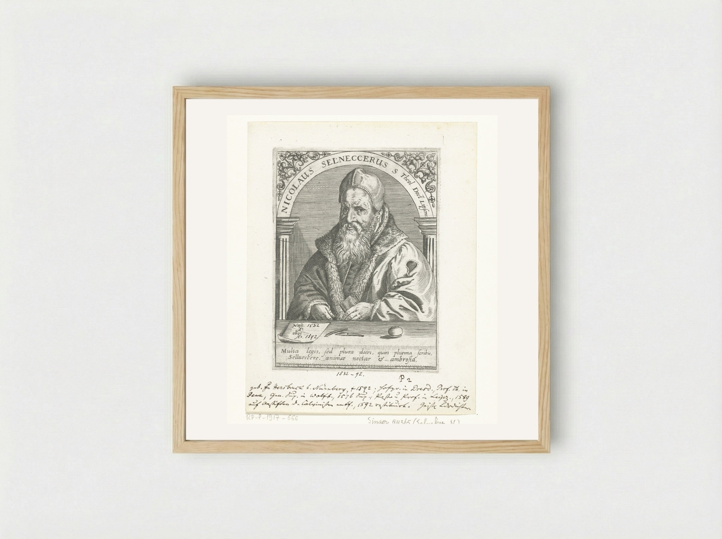 Portret van Nikolaus Selnecker - Johann Theodor de Bry - Framed Print Wood