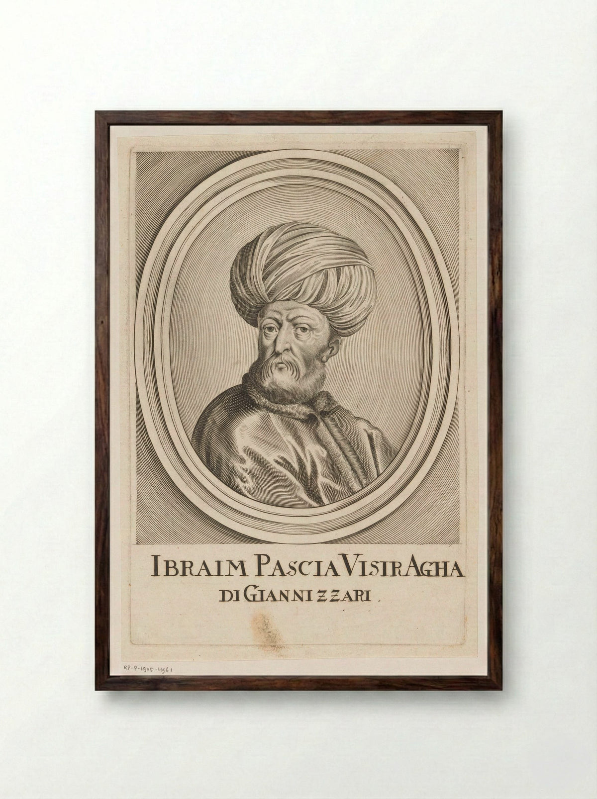 Portret van Pargalı Ibrahim Pasha - Johann Alexander Böner - Framed Print Dark Wood