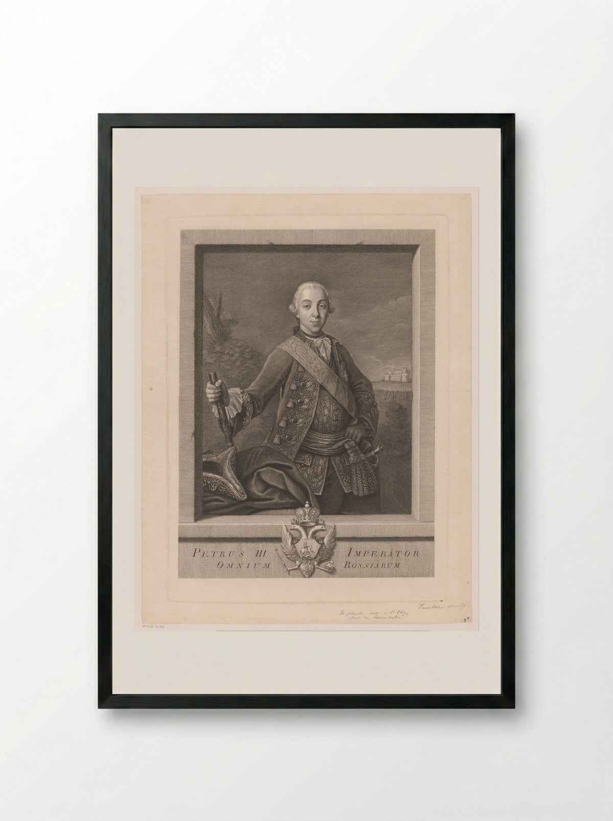 Portret van Peter III van Rusland - Johann Christoph Teucher - Framed Print Black